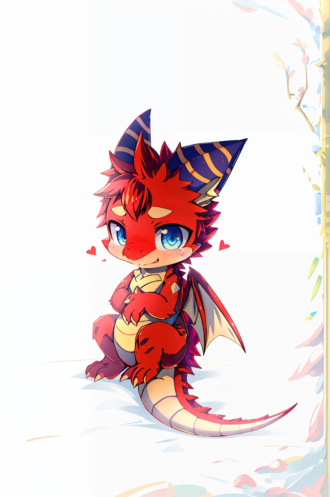 （1 Western Dragon），wings open，eBlue eyes，tchibi, Sora as a dragon anime，cute little dragon，Cartoon Cute, ((Red)) ，style of cute pokemon，tmasterpiece， best qualtiy， Ultra high quality， absurd details， The best light， The best shadow， sharp， Sharp images， A detailed， The is very detailed， A high resolution， 8k， 4k， UHD， Ray traching， （beautiful effects）， （Detailed dragons）， （No deformed body）