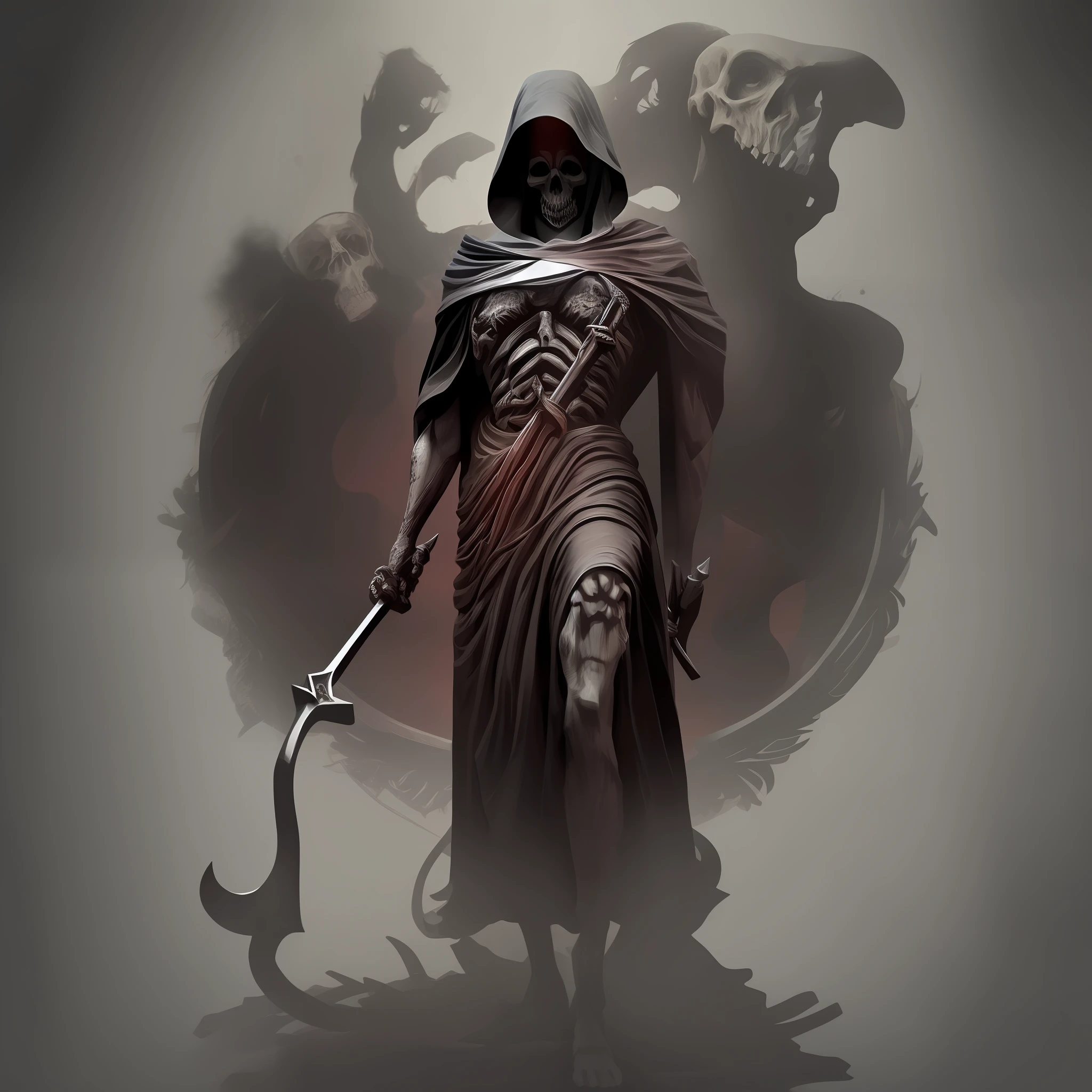 The grim reaper, masterpiece, death, grim reaper, 4k, horror, holding a scythe