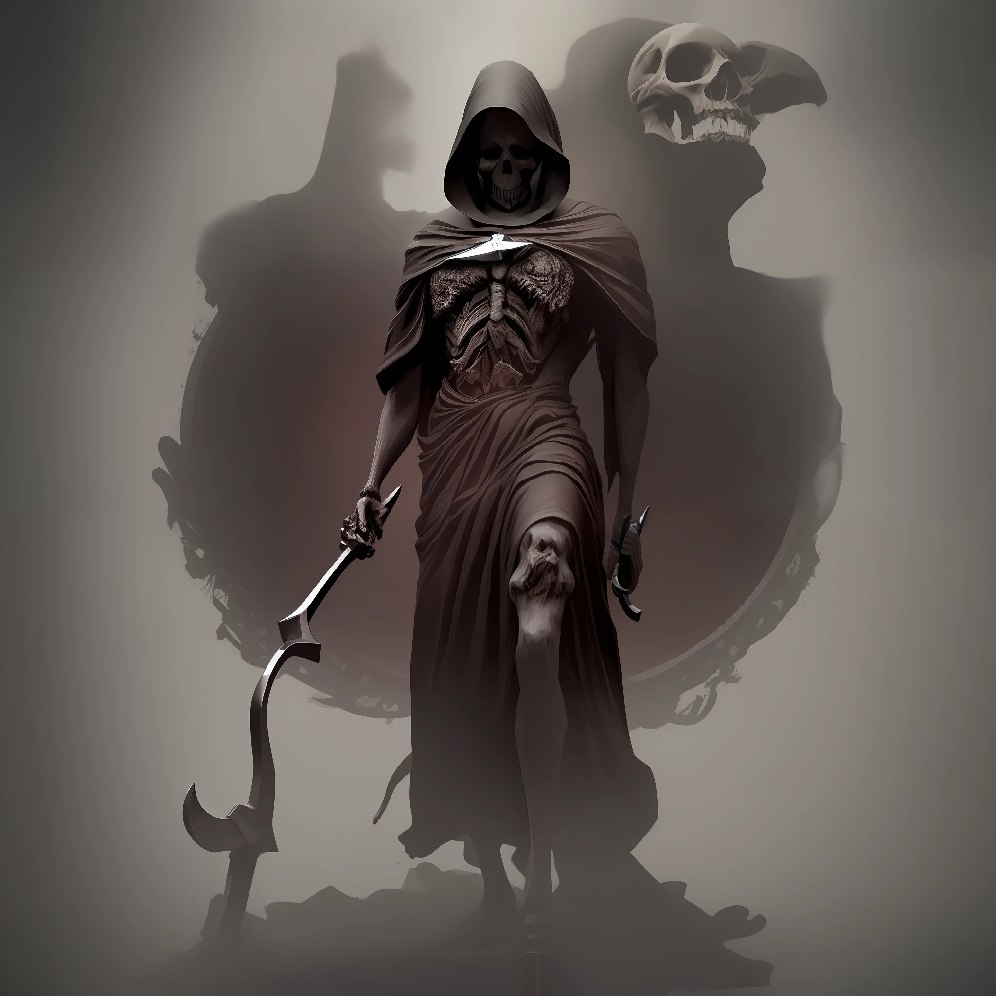 The grim reaper, masterpiece, death, grim reaper, 4k, horror, holding a scythe
