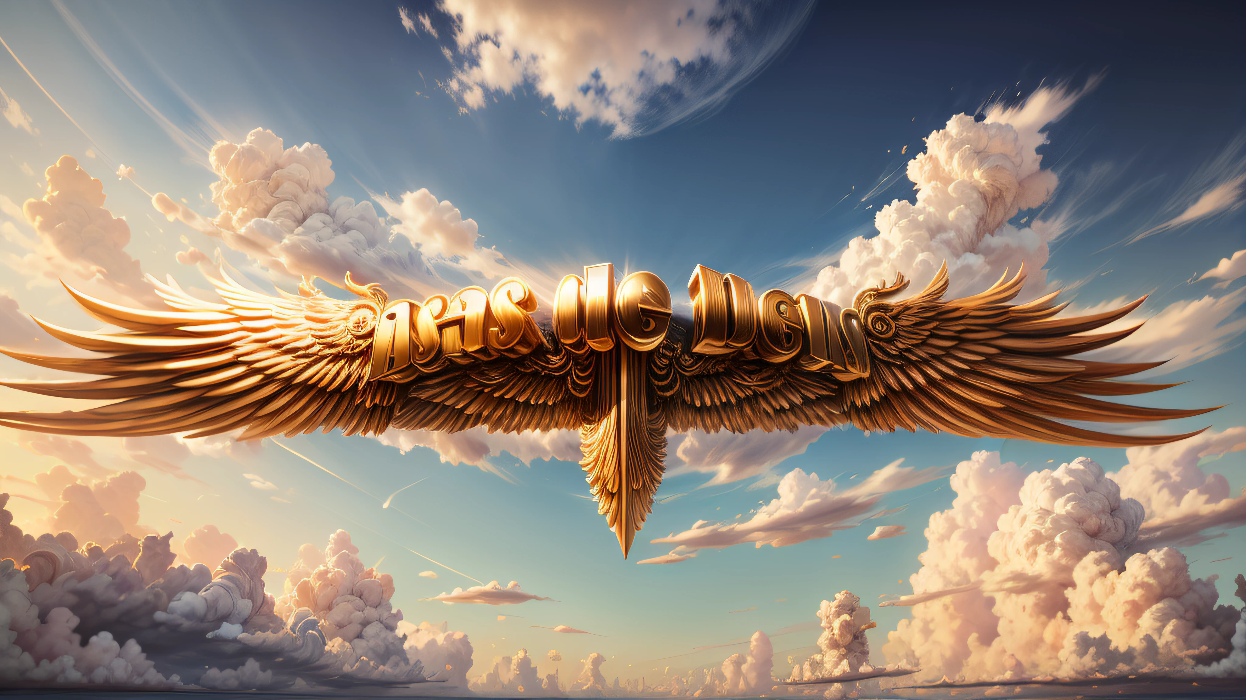Um logo luxuoso, Angelic theme, with the title Wings of God