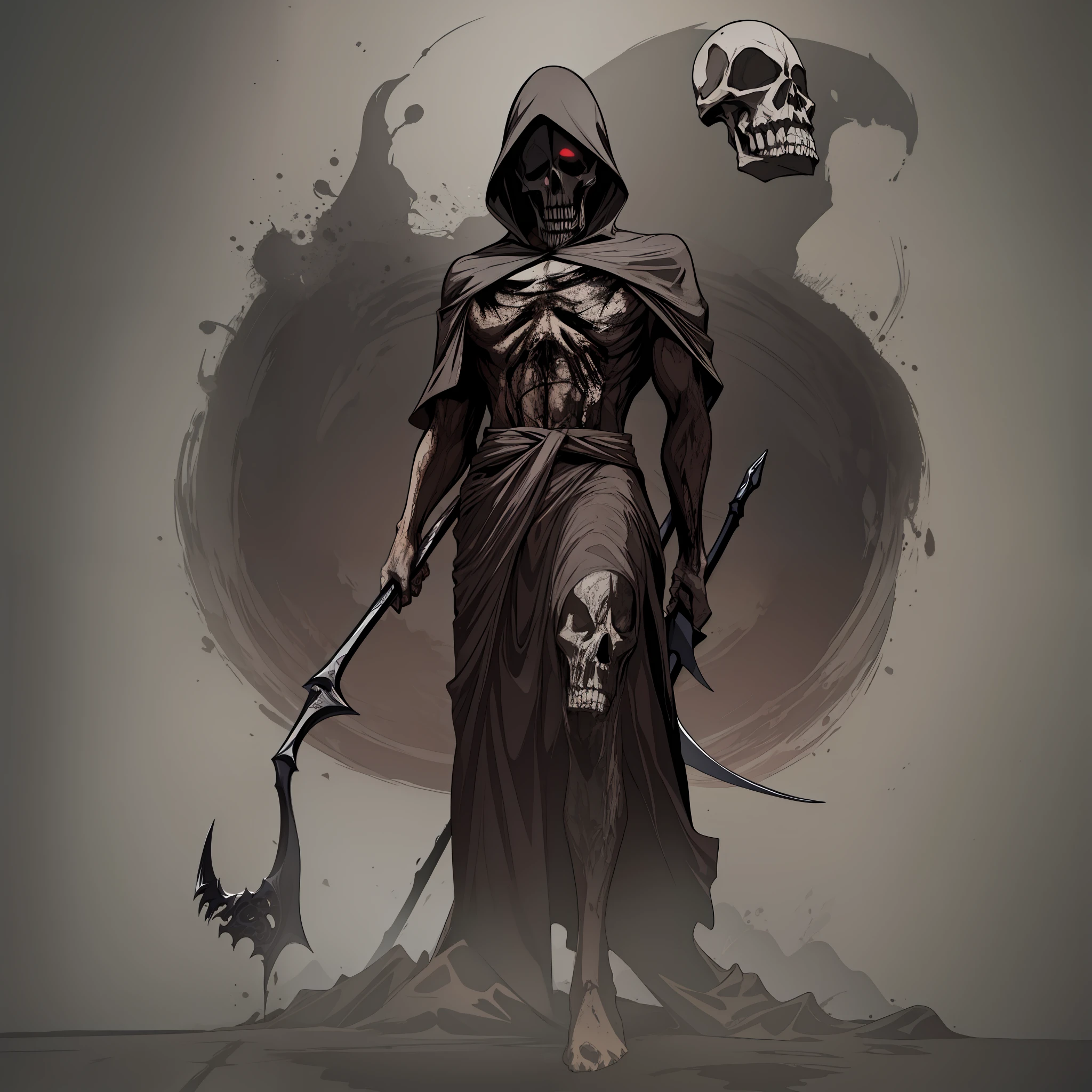 The grim reaper, masterpiece, death, grim reaper, 4k, horror, holding a scythe