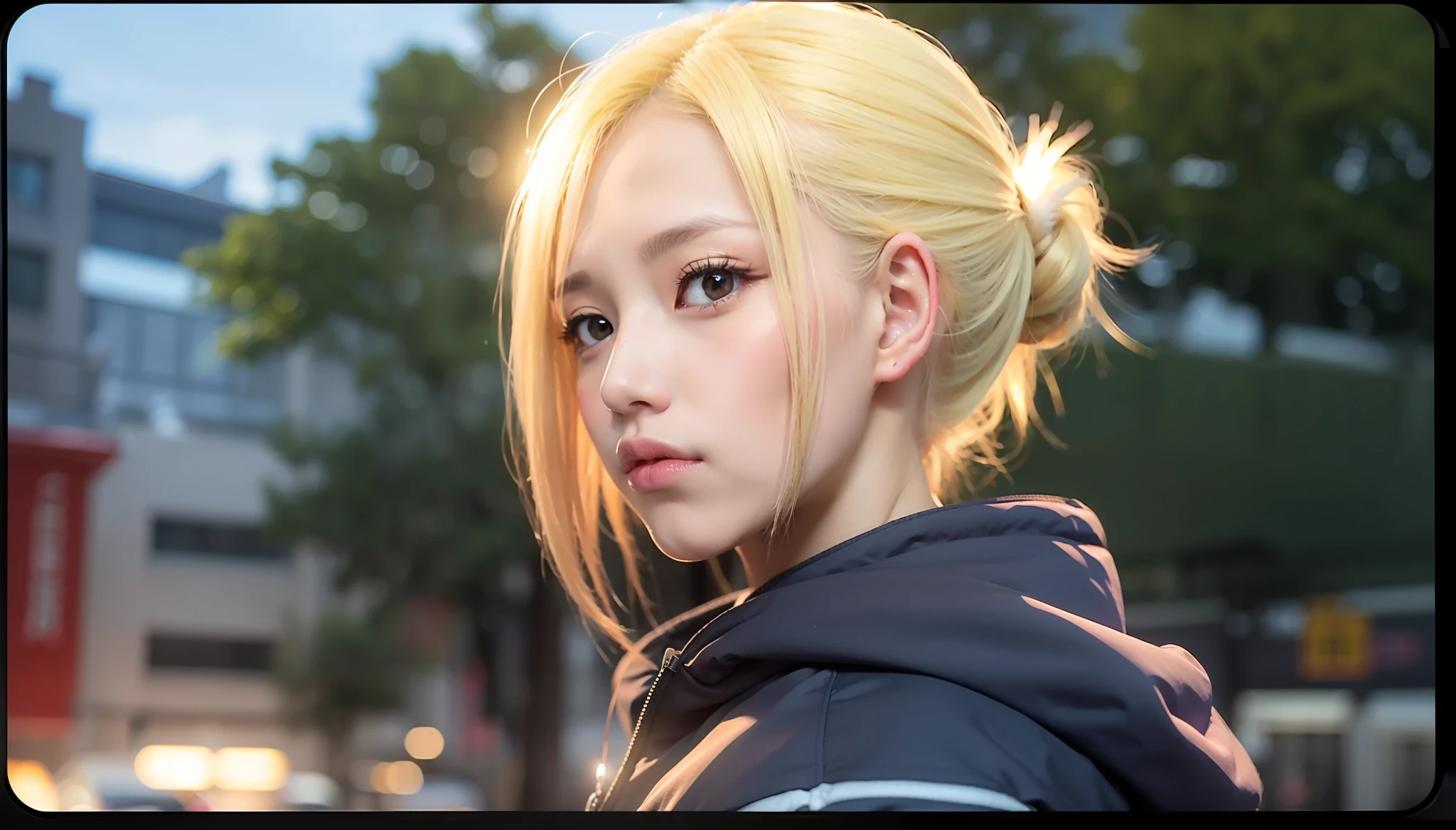 Anireon Heart a blond bule parka Cold eyes Hooked nose