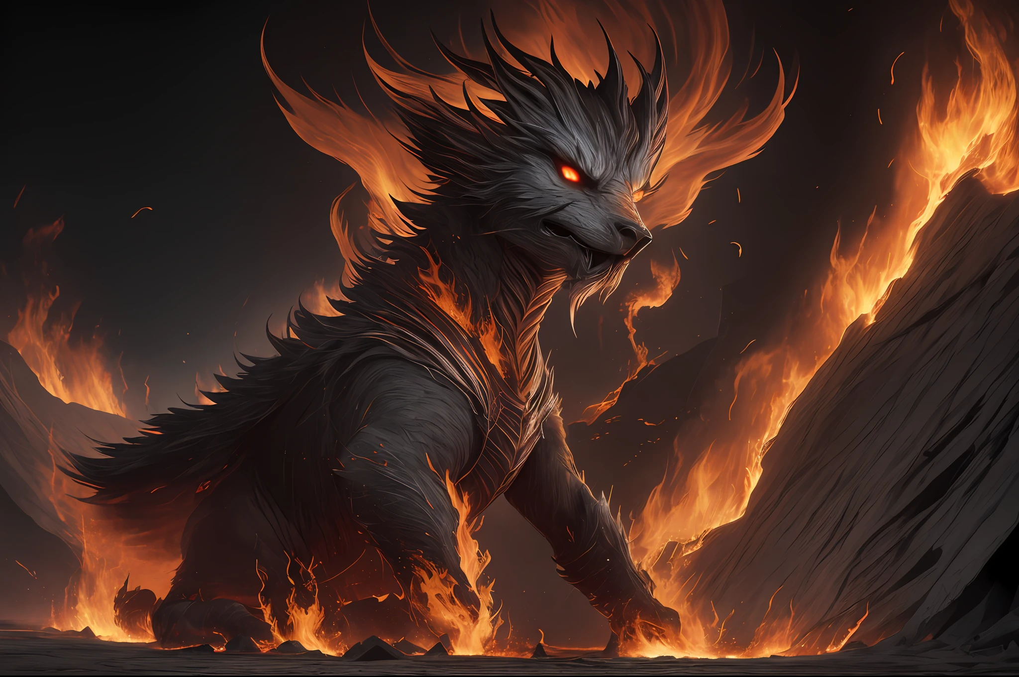 ((best quality)), ((masterpiece)), flames of creation, origin of all, with crimson fingers you grasp and engulf all tha comes in your path, scorching the earth and heavens in firestorm, bright flame dancinf in darkness, infernall blaze reducing all to ashes, more than anything, powerfull, more than anything, ruthless, burning brightly, blazing fiercly, may your raging flames weave a snare, and shacke my enemy in ferocious hellfire, prison of flame, masterpiece quality, insane detail, absurdres, hyper photorealistic, UHD, UHD, ultra high resolution, (photorealistic:1.4), official art, (8k, RAW photo:1.2), ((((scenery))))