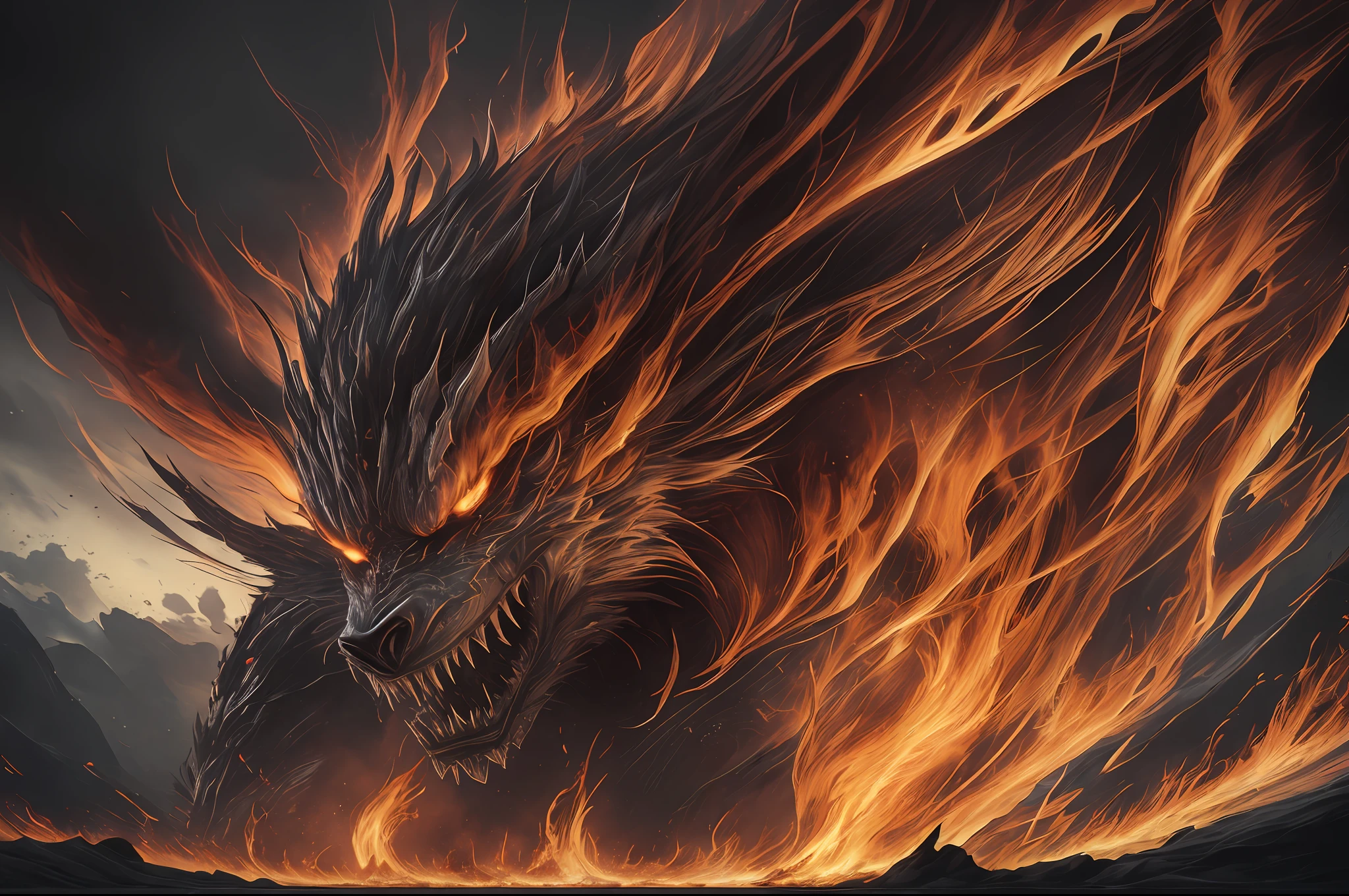 ((best quality)), ((masterpiece)), flames of creation, origin of all, with crimson fingers you grasp and engulf all tha comes in your path, scorching the earth and heavens in firestorm, bright flame dancinf in darkness, infernall blaze reducing all to ashes,  more than anything, powerfull, more than anything, ruthless, burning brightly, blazing fiercly, may your raging flames weave a snare, and shacke my enemy in ferocious hellfire, prison of flame, masterpiece quality, insane detail, absurdres, hyper photorealistic, UHD, UHD, ultra high resolution, (photorealistic:1.4), official art, (8k, RAW photo:1.2), ((((scenery))))