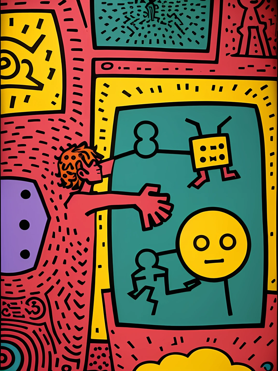 Painting, author：Hieronymus Bosch, author：Keith Haring, Psychedelic, A man in love, Colorful