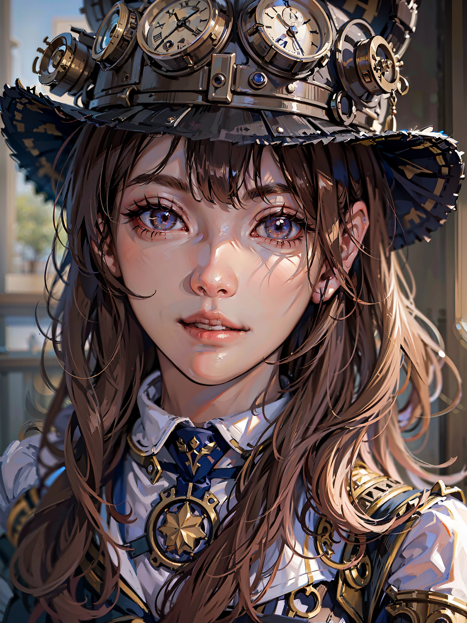 ulzzang-6500-v1.1, (steampunk,raw photo:1.2), (photorealistic:1.4), beautiful detailed girl, very detailed eyes and face, beautiful detailed eyes, ridiculous, incredibly ridiculous, huge file size, super detailed, high resolution, very detailed, best quality, masterpiece, sailer uniform, ((Japanese girls' high school uniform)), illustration, very detailed, CG, unified, 8k wallpaper, amazing, Fine details, masterpiece, best quality, very detailed CG uniform 8k wallpaper, light on face, cinematic lighting, 1girl, 16 years old, ((no panties)), ((dynamic pose))),  (pantyhose), (knee-bending leg sitting))long legs, thin waist, very small buttocks, ultra-fine makeup, ultra-fine clothing,