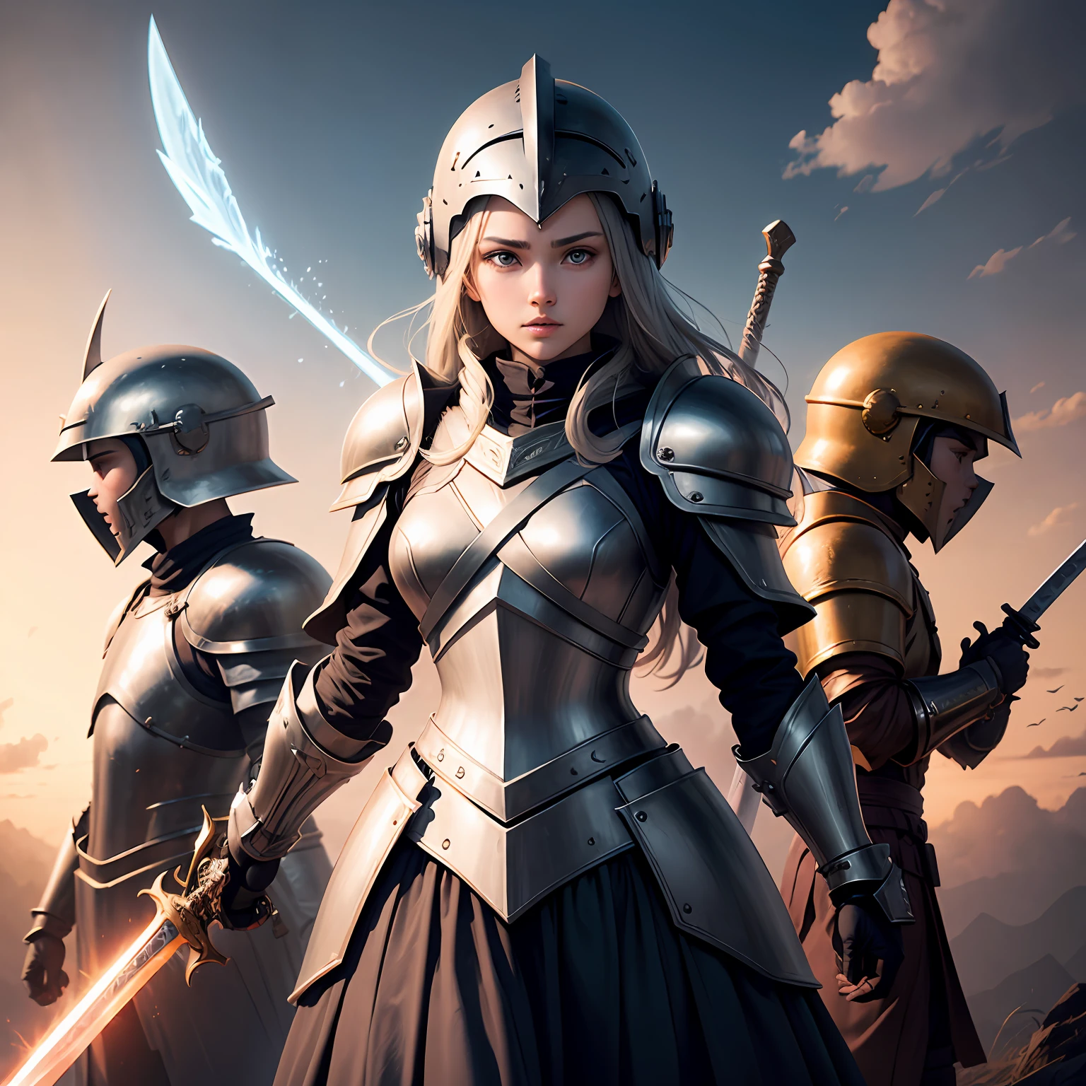 battle armor, sky war, helmet, sword, god --auto