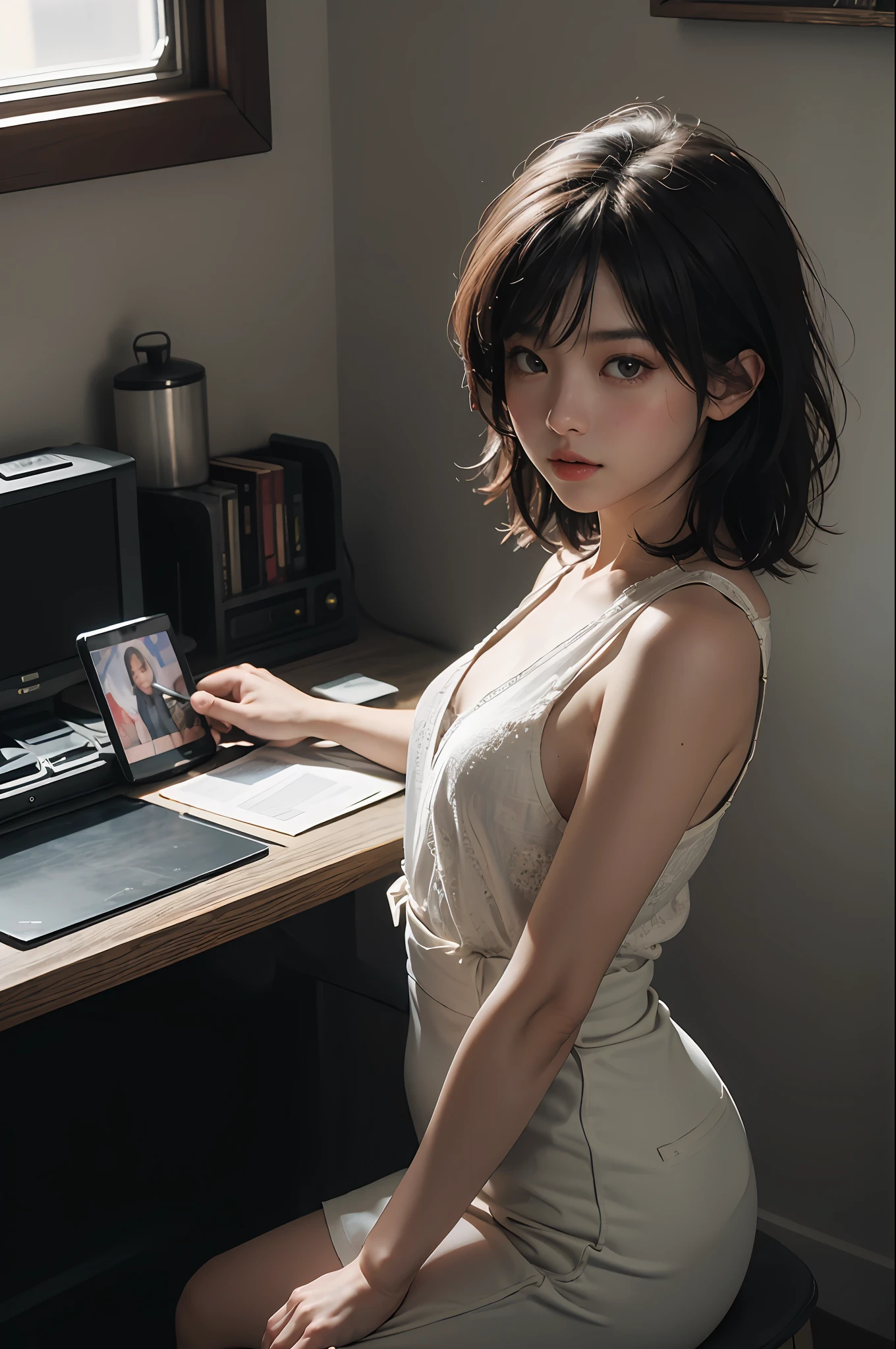 (RAW photos,4K,tmasterpiece,A high resolution,extremly intricate)(realisticlying:1.4),(比基尼: 1.5),cinmatic lighting,
1 rapariga, Single focus, Summer noon, thermography, 1990's\(styled\), cowboy lens, inside in room