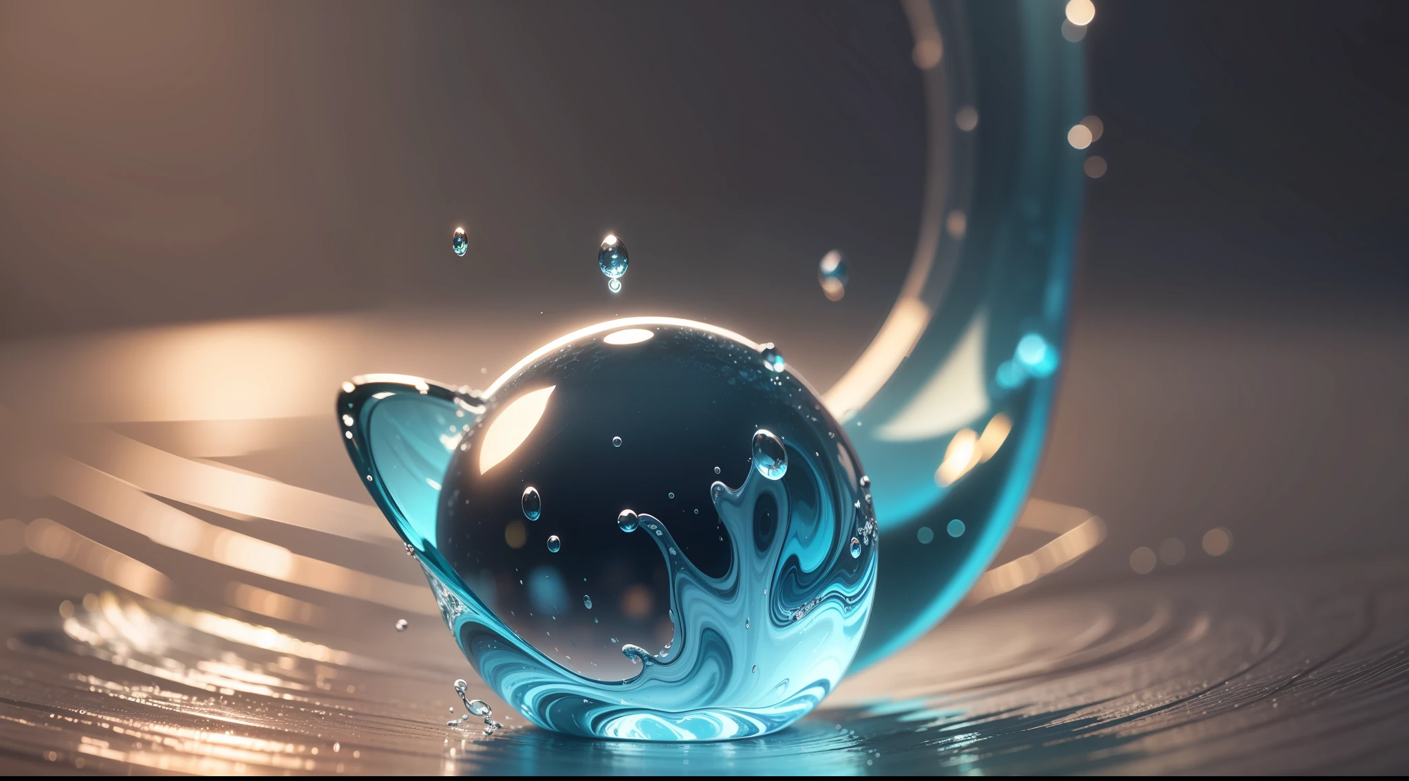 Prompt/ one is a water drop and blurred background and soft, cute animation drop eyes 8k photo