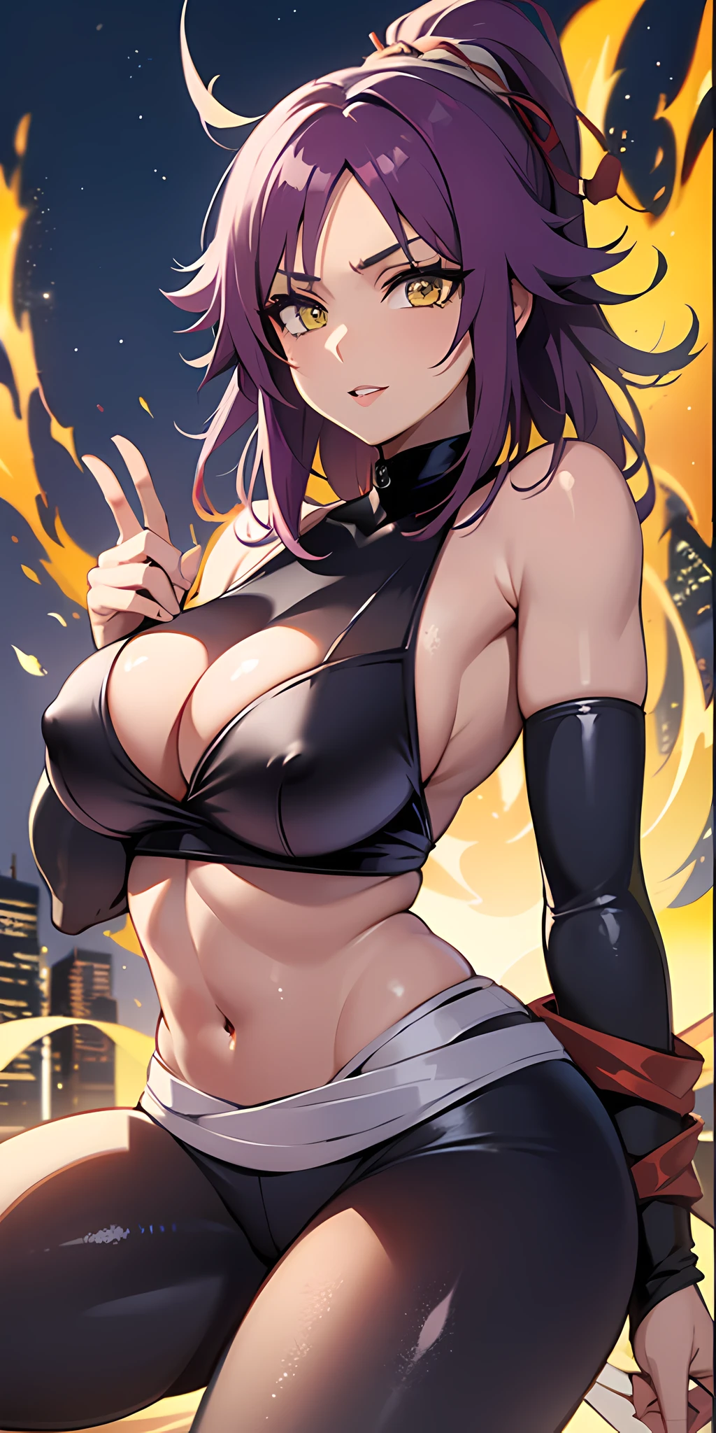 solo,shihouin yoruichi,gigantic breasts