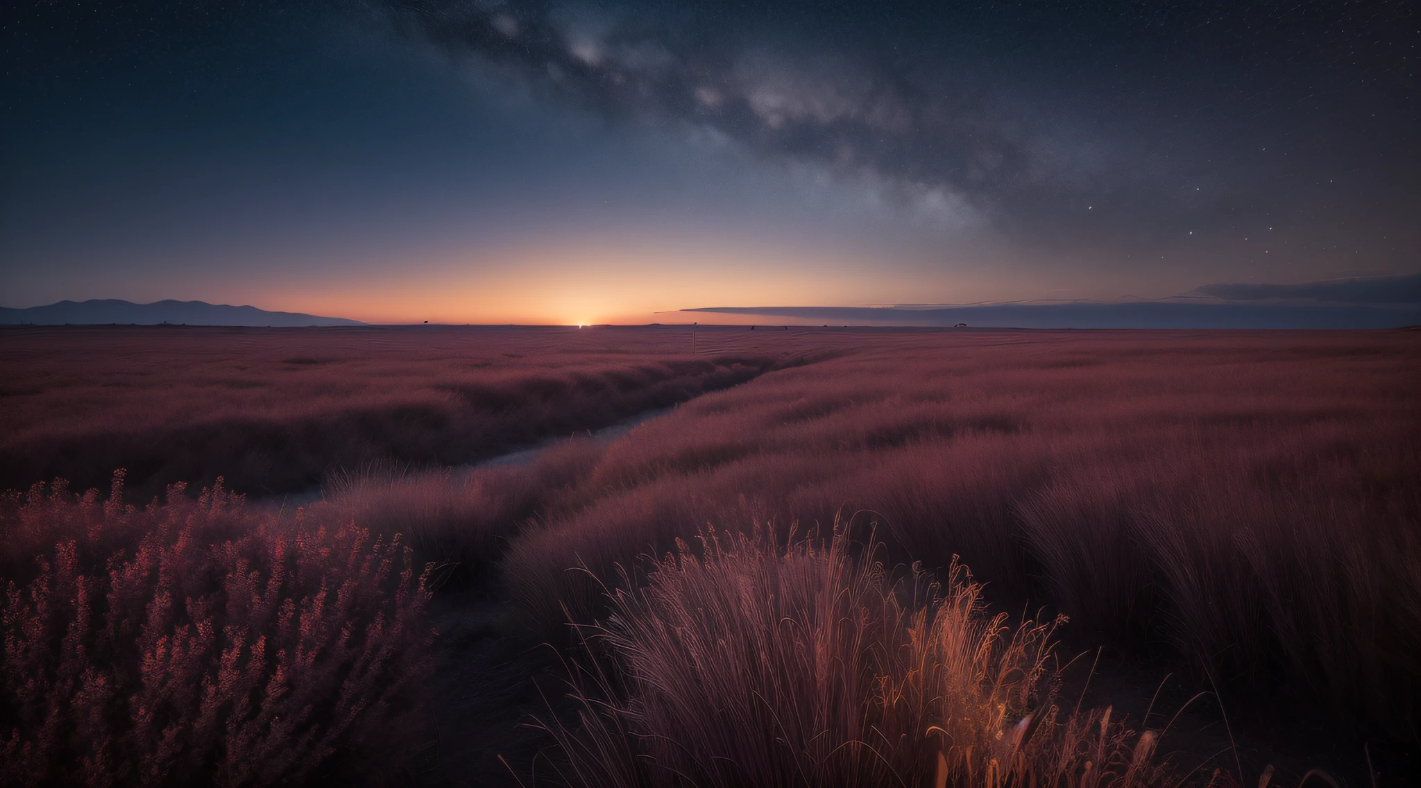 Great Plains、unmanned、deep in the night、Beautiful Landscapes、８ｋ、