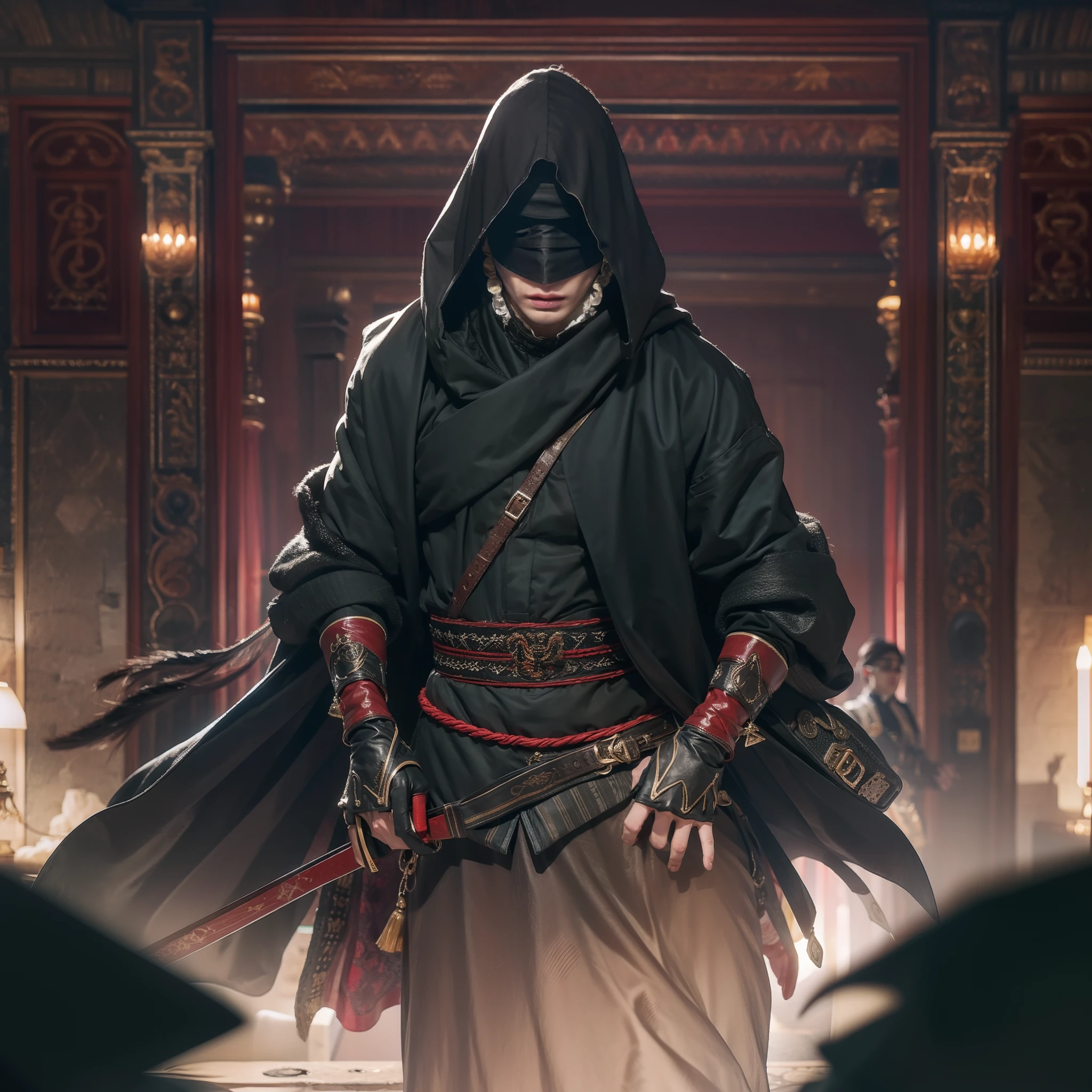 Blindfolded，assassins，Handsome，Black clothes，ancient-style clothing