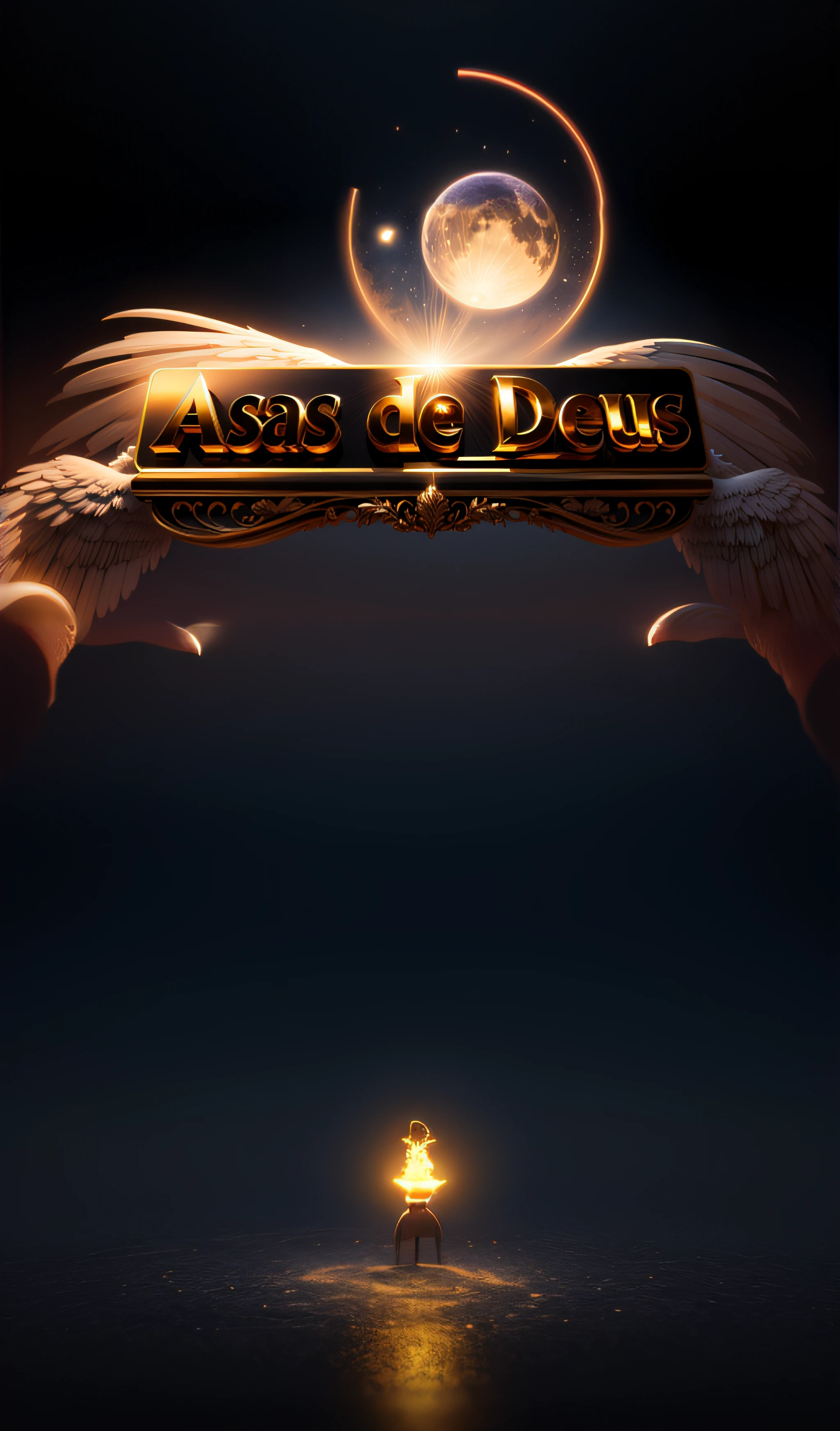 um close up de um signo com asas de anjo e uma lua cheia, Inspirado em Gaston Bussiere, Dia de Finados:. 8 mil, 4K fantasia detalhe, 3d magic details, cycles4d render, Petros Afshar Speedart, renderizado em cinema4d, renderizado em cinema 4 d, arte de fundo, tela de carregamento", Ativo do jogo, tela de carregamento