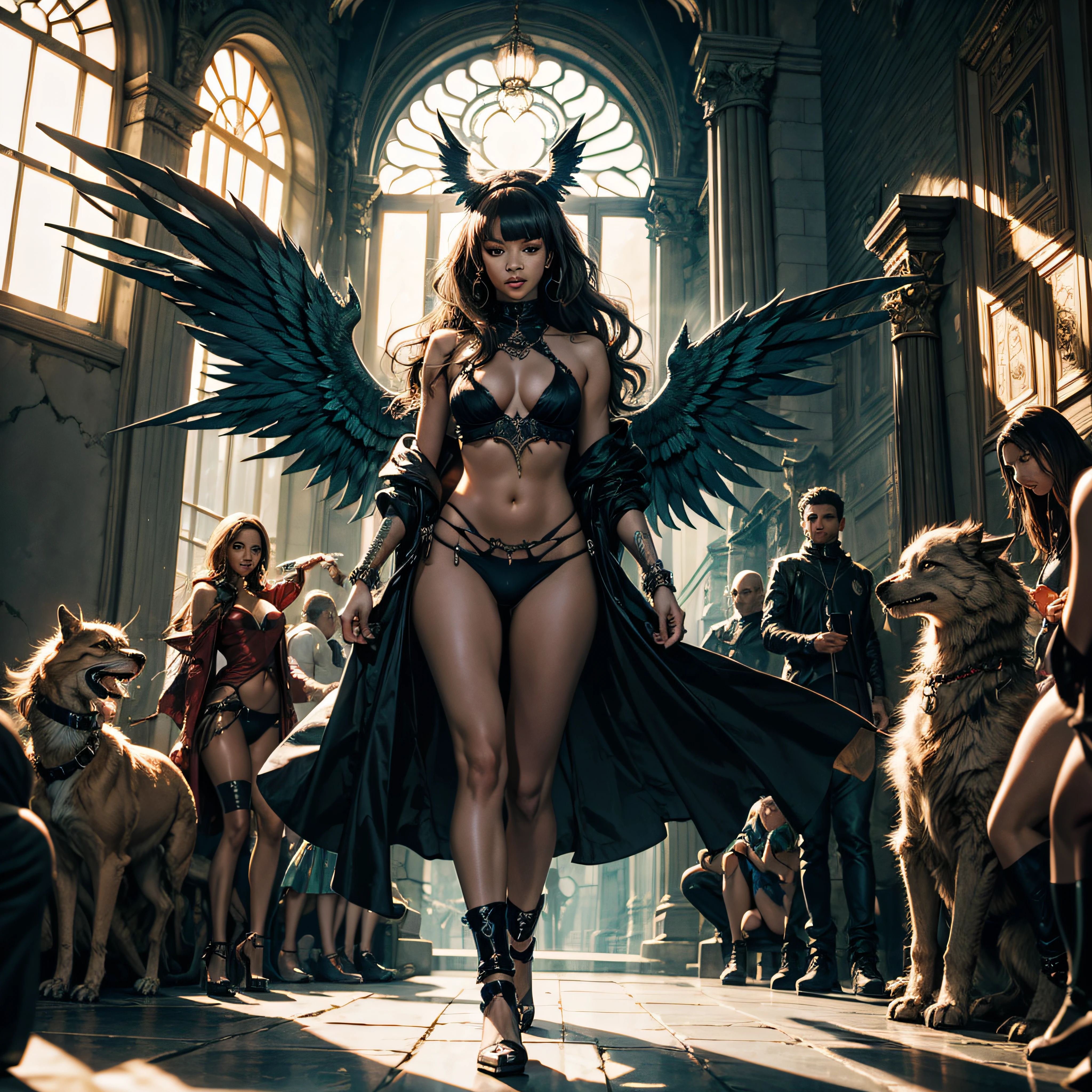 Sun Moon Caduceus Hermes mythology surmounted wings surrounded intertwined snakes Medusa_hairs_Snakes Outdoor Nature "Ouroboros" Forest Sunlight Natural Queen Native éblouissantes Valkyrie-wings clef chains "Heavy Metal" Will-o'-the-wisp Fire-follets fairy pixie sprite conceptual safe female glamour athletic walking slow motion Cosplay "Nicki Minaj":1.5 "Rihanna":1.5 "beyonce":1.5 aristocratic jacket 38years symmetrical athletic bronzé hairstyle_snakes:1.5 obvious varied ecstatic fringes:1.5 agate visages:1.5 cheekbones effects reddened embarrassed lazuli water drop of water between eyes beautiful hair:1.5 Brown Eyes Pupils Black Iris Turquoise Sapphires Open Mouth Teeth Smiles Floating Jacket Fixed Pearls Eccentric Cape Levitating Shoulders-Off:1.2 chemise blanches dentelles clavicules papillotes varied breasts1.5 points:1.3 satin sideboob felt bikini:1.5 corsait:1.5 spinels thick navy leather skirt:1.5 soies assortie amples nombril:1.3 revealing pubic scarlet pubis-hairy obvious indigo underwear:1.5 Size chastity belt:1.3 silver adorned padlock Gold thighs legs garters Gothic stainless steel boots decorated onyx equirectangular 360 monastery opal marble ruby background:1.5 Sundrop mannequins lantern dressed armor richly decorated:1.5 "Chevaleresque" dramatic chrome metallic flat bands fathoms brass fullbodye lys rune ornate emerald plasma embroidered glyphs Tourmaline wood engravings lava magic intricate:1.5 summons snake incandescent Crystalline familiar robot Mecha (EOS R6 135mm 1/1250s f/2.8 ISO400) Mech Mechanized snakes flowering Quetzalcoatl:1.5 Adaptable volumetric luminescence saturated:1.5 ultra:1.5 pro-photorealists:1.5 optimaux:1.5 qualities:1.5 details:1.5 precise:1.5 reflex:1.5 resolutions:1.5 3dcg max:1.5 graduates:1.5 improved:1.5 Octanes_rendues:1.5 UHD XT3 16K DSLR HDR UnrealEngine5 profondeurs:1.5 Earth Heart:1.5 Hearth ultra_sharpness:1.5 ombres analogiques:1.5 CGSCOSITY pet chef-d':1.5 "Bruce Weber girls" multi etc.