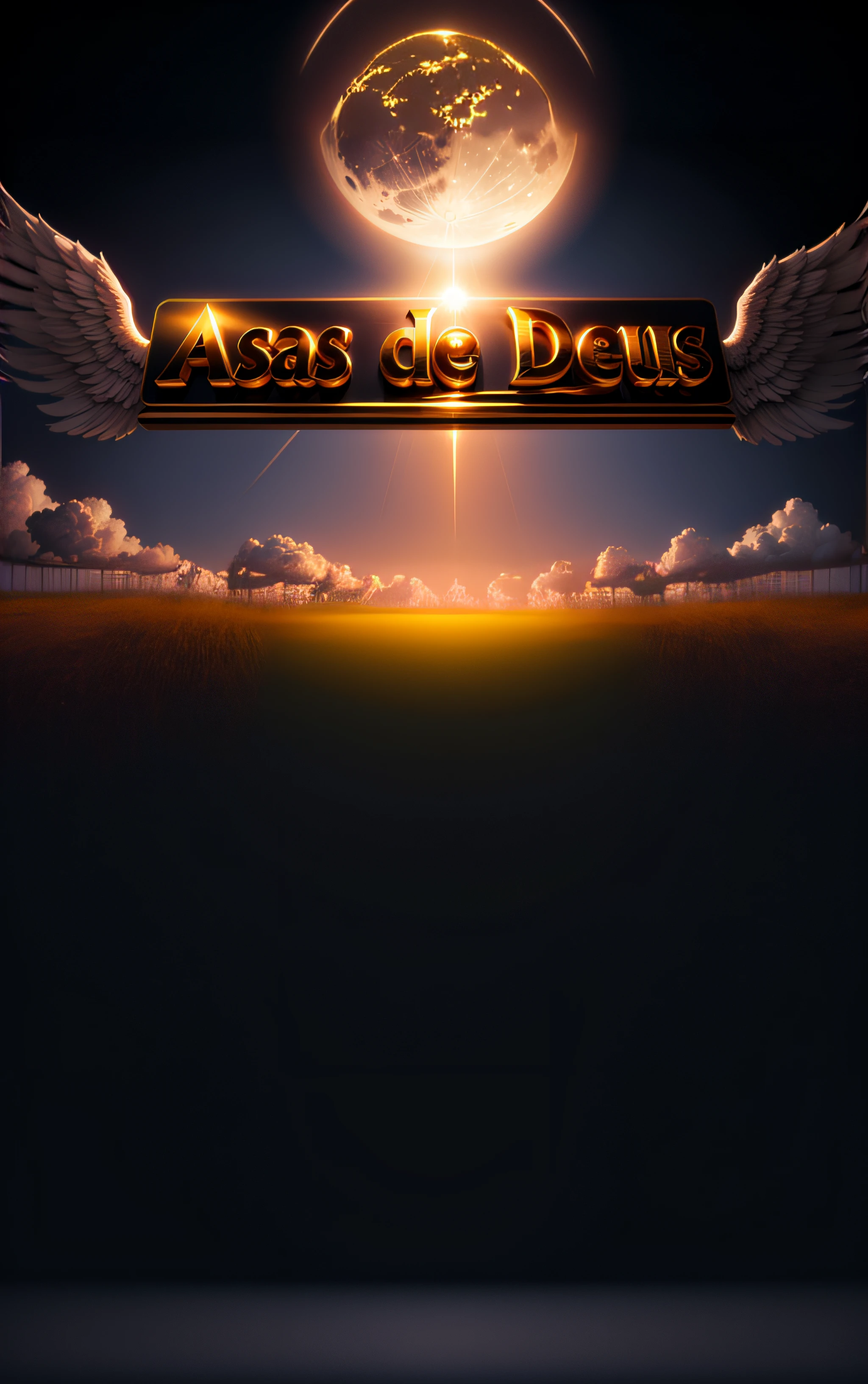 Image of a golden sign with wings in the sky, renderizado em cinema 4 d, renderizado em cinema4d, muito definido, Directed by: Carlos Saenz de Tejada, Classe, deus ex, (1 de dezembro, renderizado em maia e houdini, tela de carregamento", cycles4d render, Directed by: Pedro Pedraja, finalrender