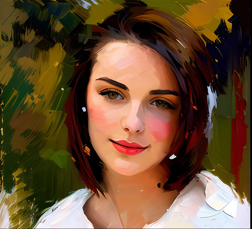 abstract art painting, face of a woman, impressionism, palette knife, white background