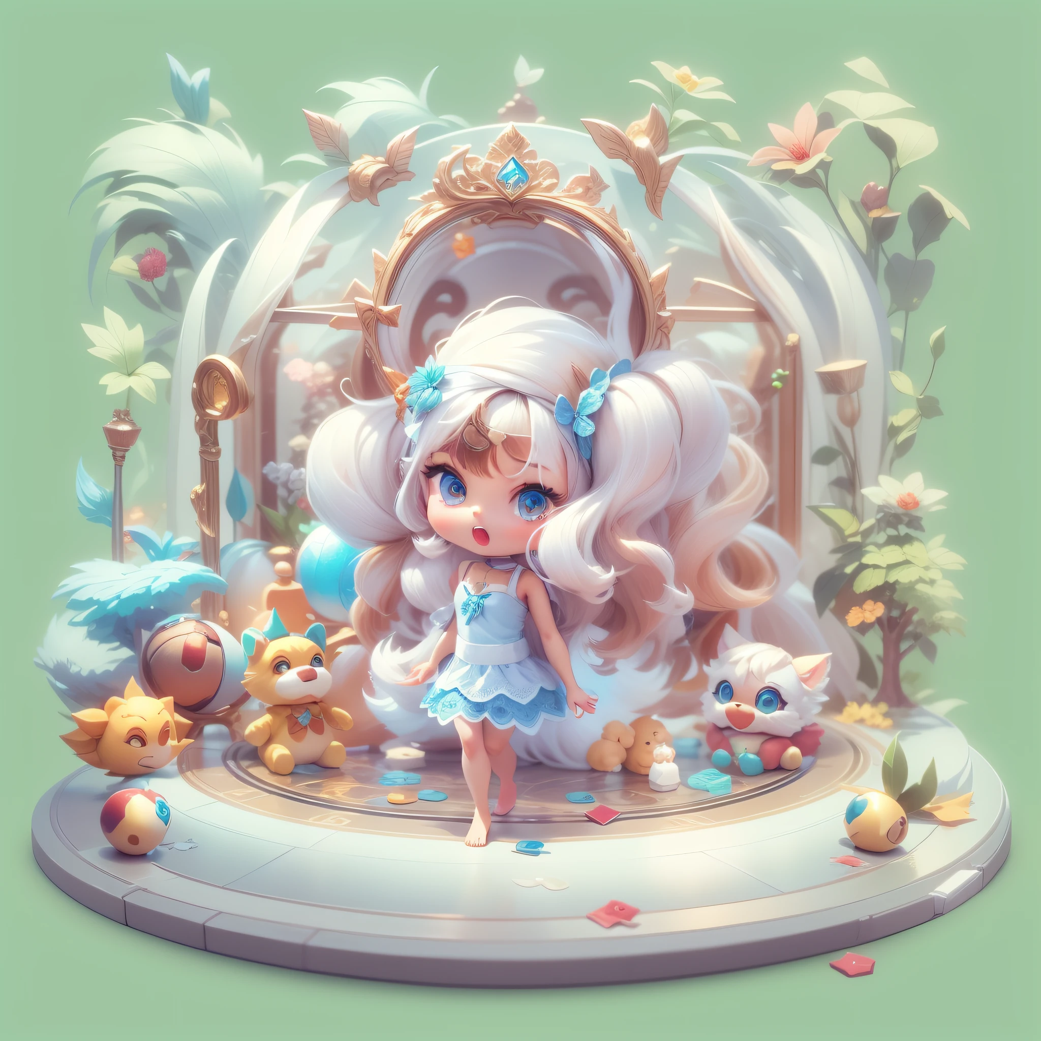 Masterpiece,High Quality,High resolution,The highest resolution,White background,solid color background,transparent background,no background,remove background,Complicated details,Highest quality,game icon,game icon institute,cartoon_style,full body,Cute Fluffy Barbie Monster,all separated