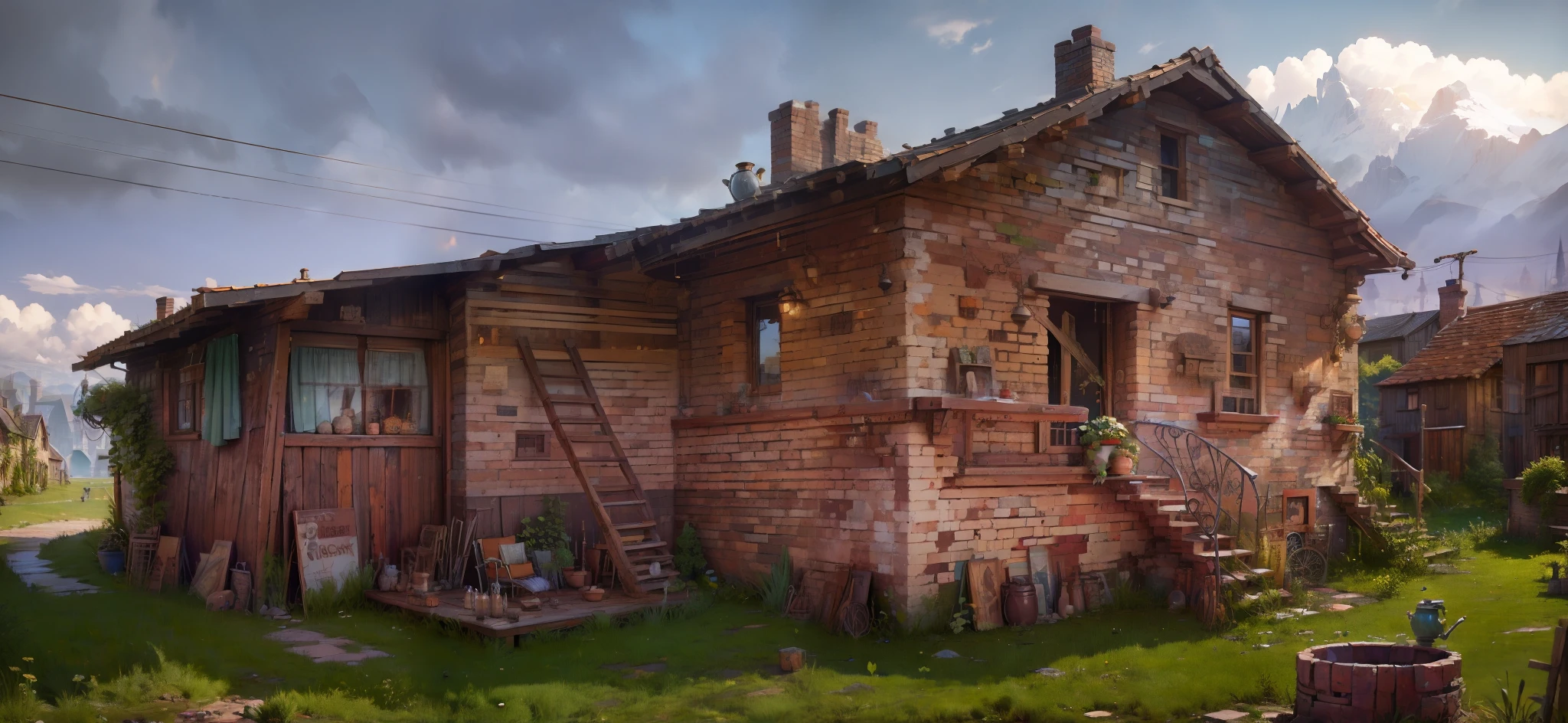 Rustic brick house, extremely intricate details, Masterpiece, higly detailed