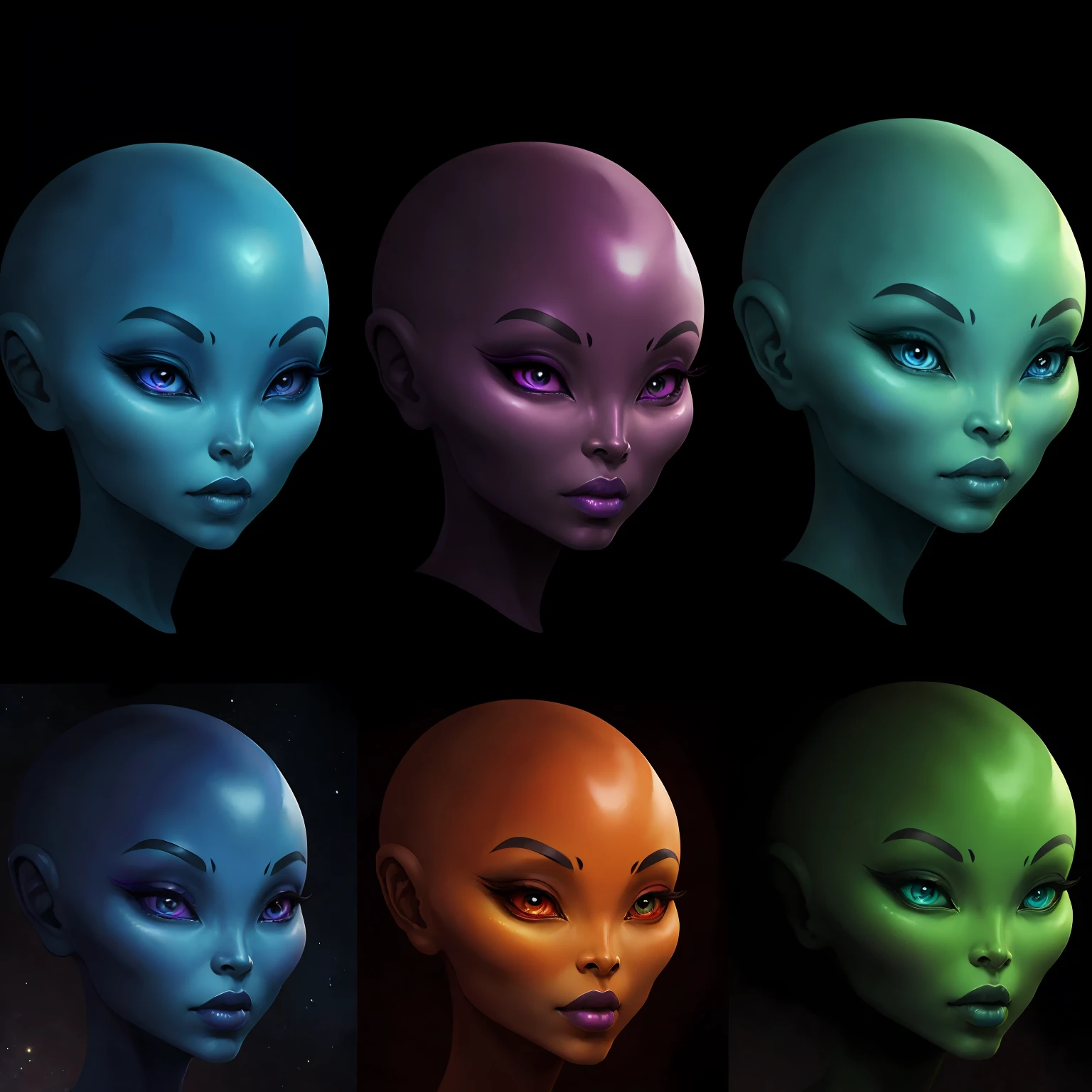 Alien woman with different face, different color than humans, but extremely hot --auto