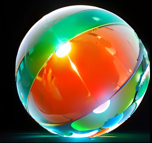 there is a close up of a ball with a green and orange design, orange and green power, translucent sphere, bright green dark orange, glowing sphere, green and orange theme, sphere, orange teal lighting, spherical lens, orb, spherical body, orange subsurface scattering, diana levin, teal orange, spherical, sergey krasovskiy