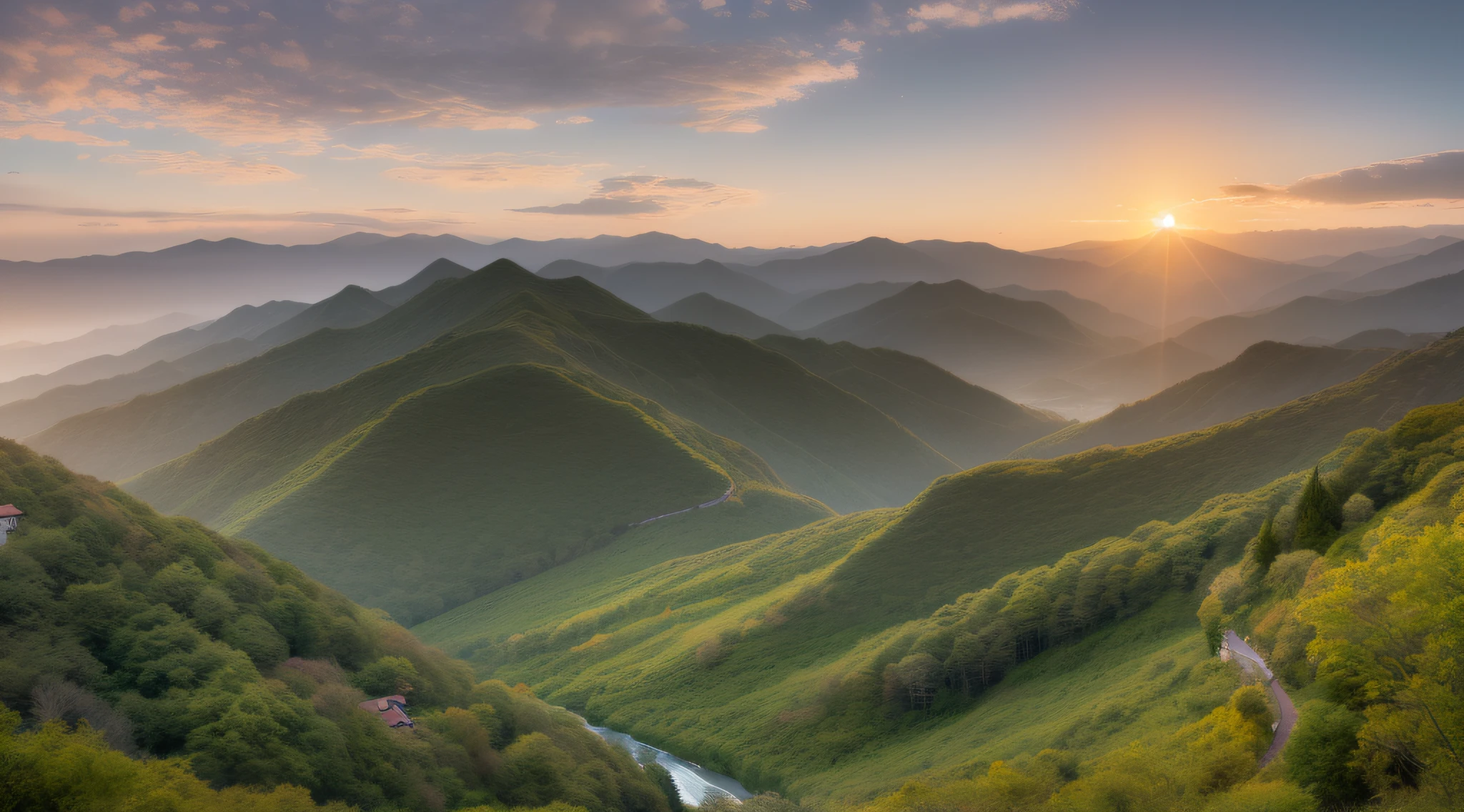 Beautiful Landscapes、Top of the mountains、sunrises、high-detail、An ultra-high picture quality、8K、film like、