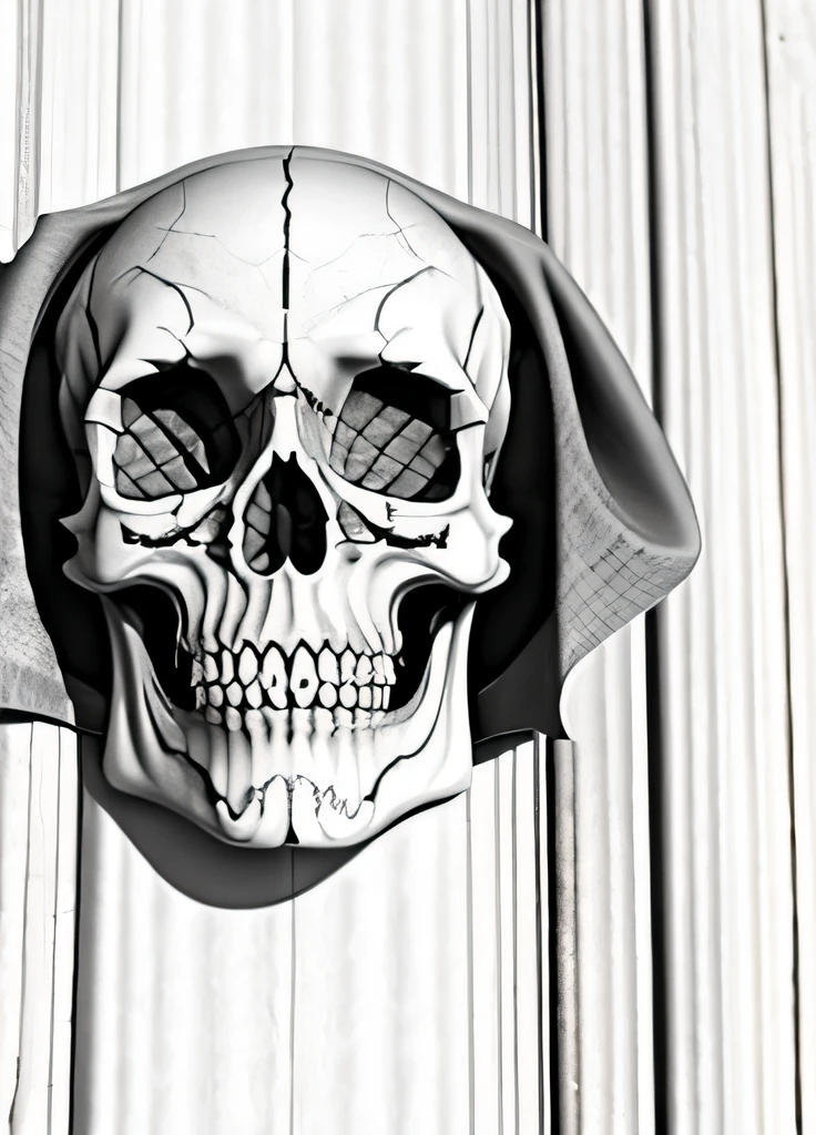 a black and white skull with a big smile on his face, spooky cartoon skull, desenho de uma caveira, skeleton face symmetrical face, skull protruding from face, skull head, face do esqueleto, skull liminal void background, skull face, the head of the man is a skull, rosto branco do esqueleto, Human skull, skull like, skulls are lying underneath