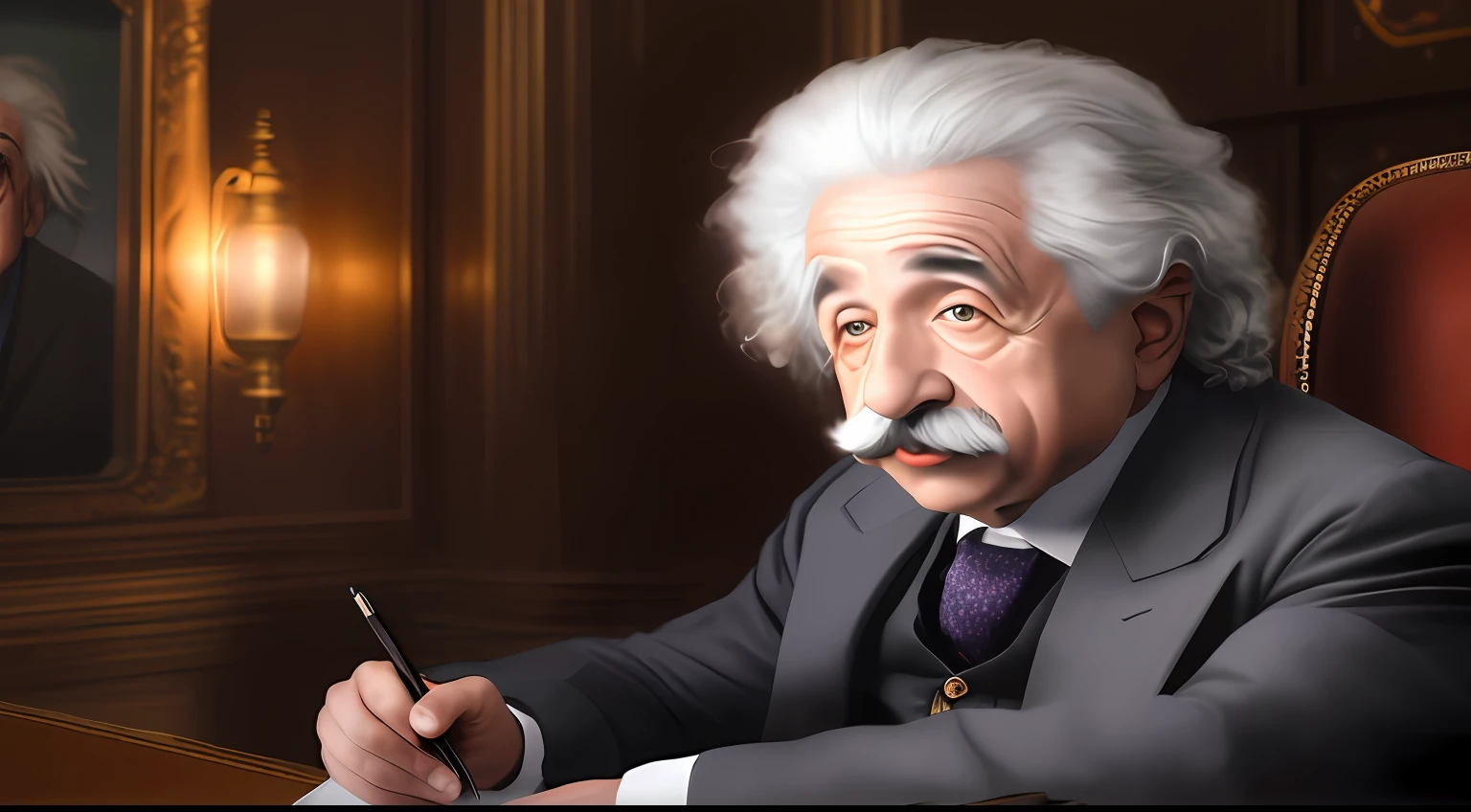 RECREATE ALBERT EINSTEIN PHOTO super realistic in size 1920x1080