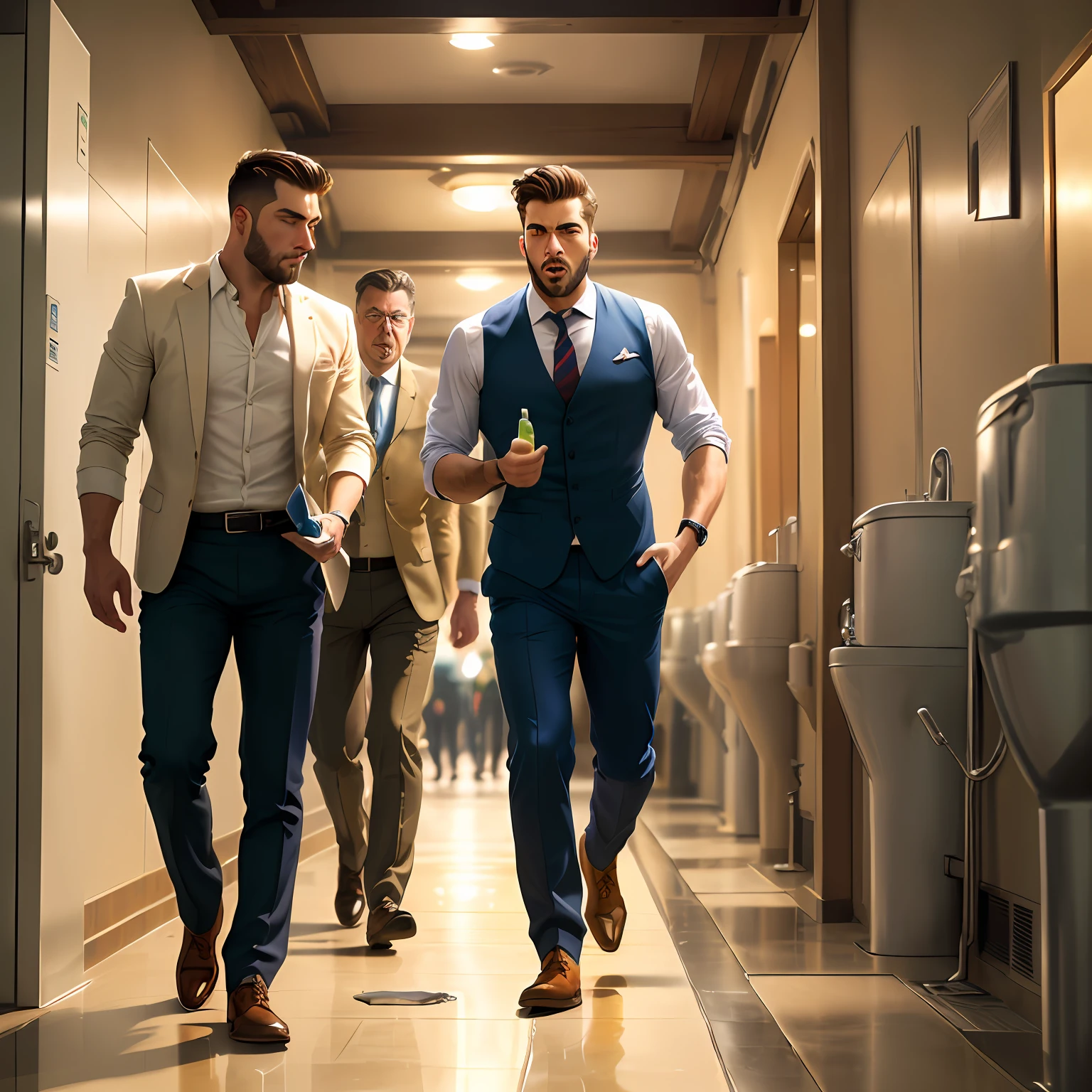 Men hold their urine,In a hurry to go to the toilet