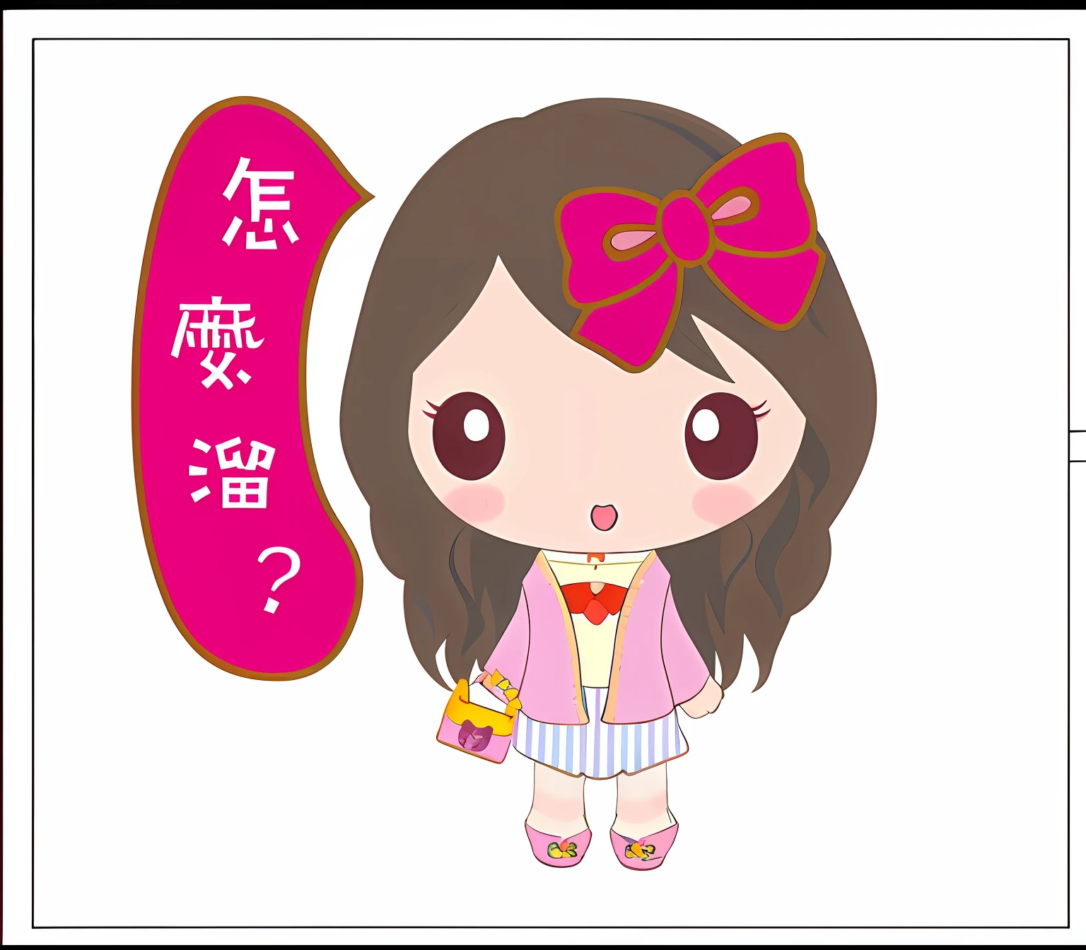 Cartoon girl with a bow and pink dress, Cute:2, cute kawaii girls, girl cute-fine face, Pink girl, cute character, chibi girl, komono, prompt young woman, with cute - fine - face, Cartoon Cute, 1 as february), ((Pink)), small loli girl, Kawaii chibi