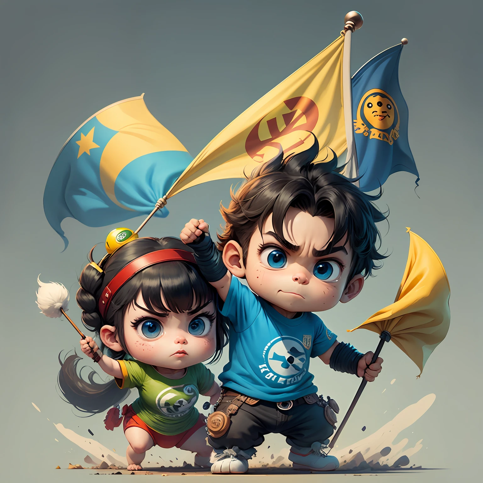Sutuo team flag,cartoonish style,critters,slogan --auto