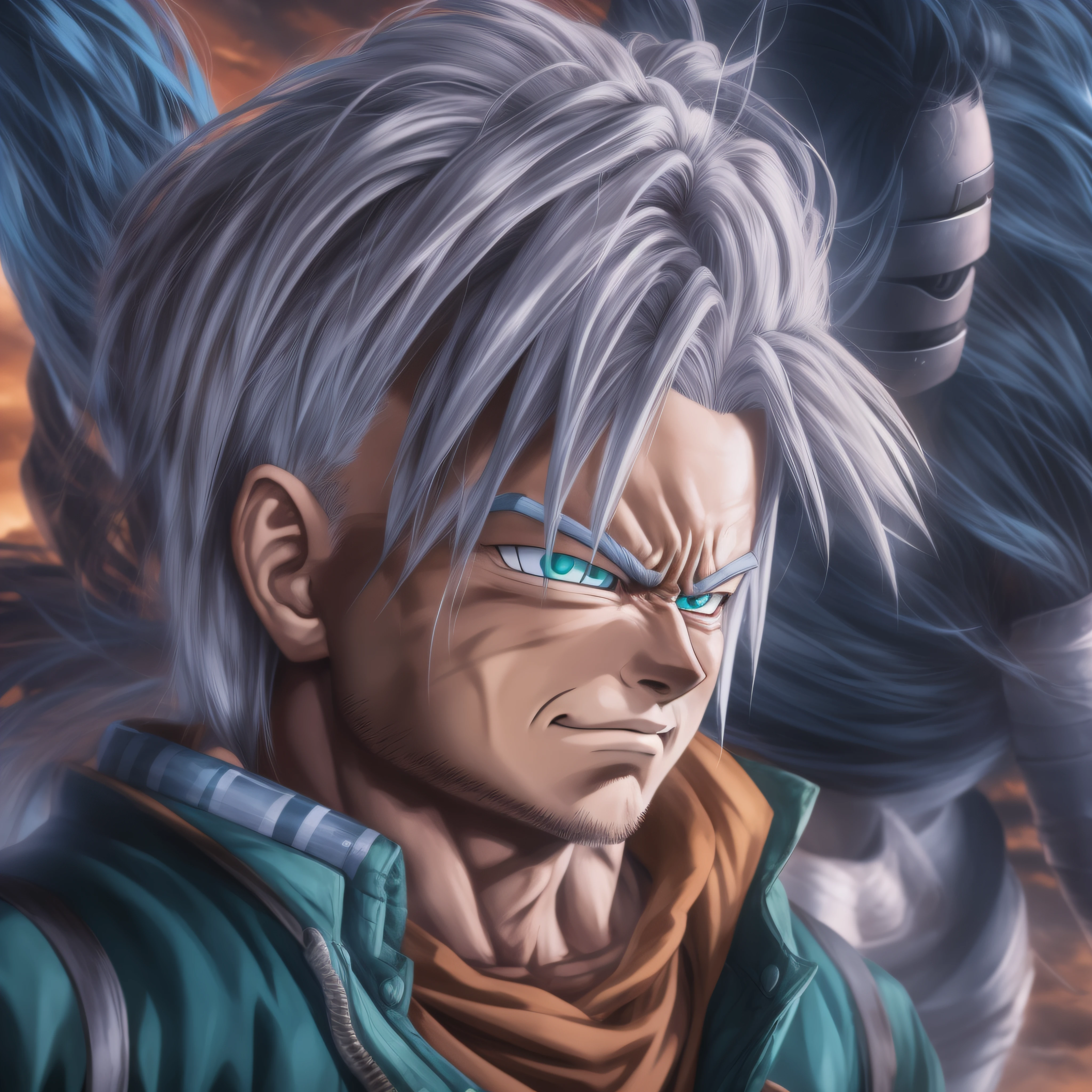 Crie uma imagem do Trunks do futuro, Dragon Ball Super, art Wallper, Design art, ultra realista, 8K分辨率
