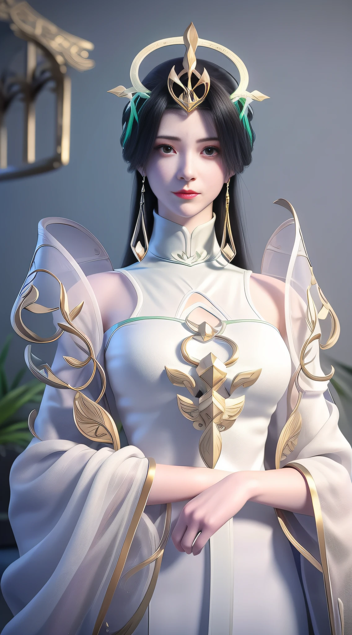 anime - style image of a woman dressed in a white and purple dress, 4 k detail fantasy, 3 d render character art 8 k, anime highly detailed, smooth anime cg art, trending on cgstation, 8k high quality detailed art, goddess. extremely high detail, hyperdetailed fantasy character, highly detailed character, 2. 5 d cgi anime fantasy artwork