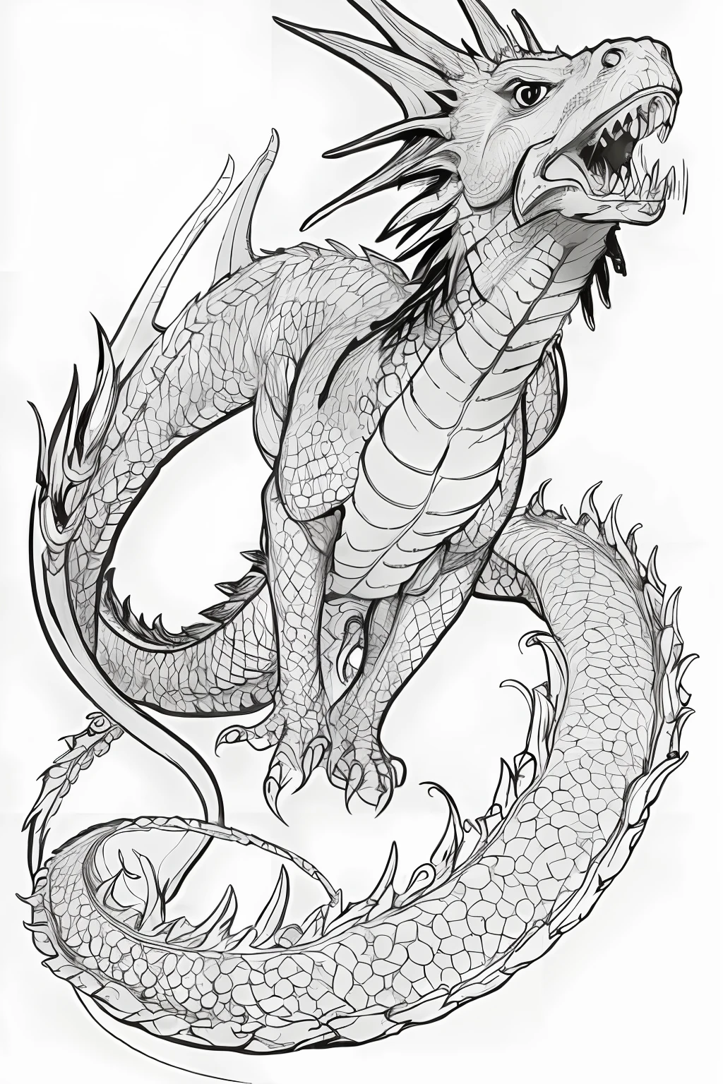 Dragon simple and clean lineart, coloring book page