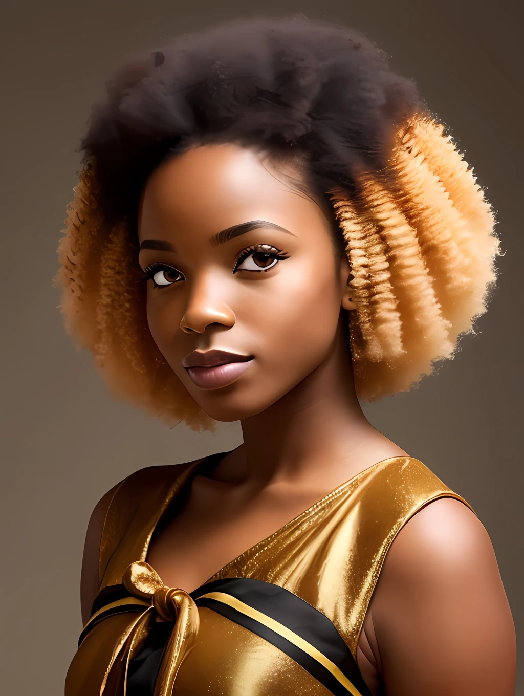 Menina afro-africana: 2.30, afro-queniano: 2.40 (cor marrom escura: 3.10), cabelo cacheados, vestido longo colorido, olhos grandes castanhos claros Cintilantes, Bow in the hair , foto limpa,  modelo --auto