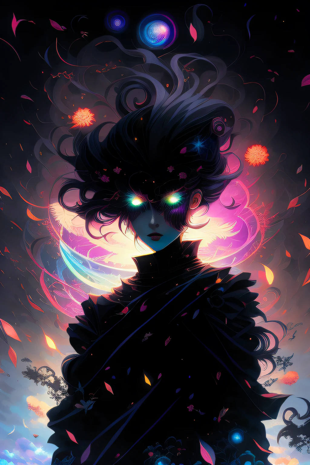 anime, uma mulher com um cabelo preto e uma roupa preta com um olho brilhante, Dan Mumford Tom Bagshaw, Jen Bartel, No estilo Dan Mumford obra de arte, 8k hd papel de parede arte digital, Arte Digital 4K, badass anime 8 k, Anime Art Wallpaper 4K, Anime Art Wallpaper 4K, fractal thunder dan mumford, Arte digital detalhada em 4k