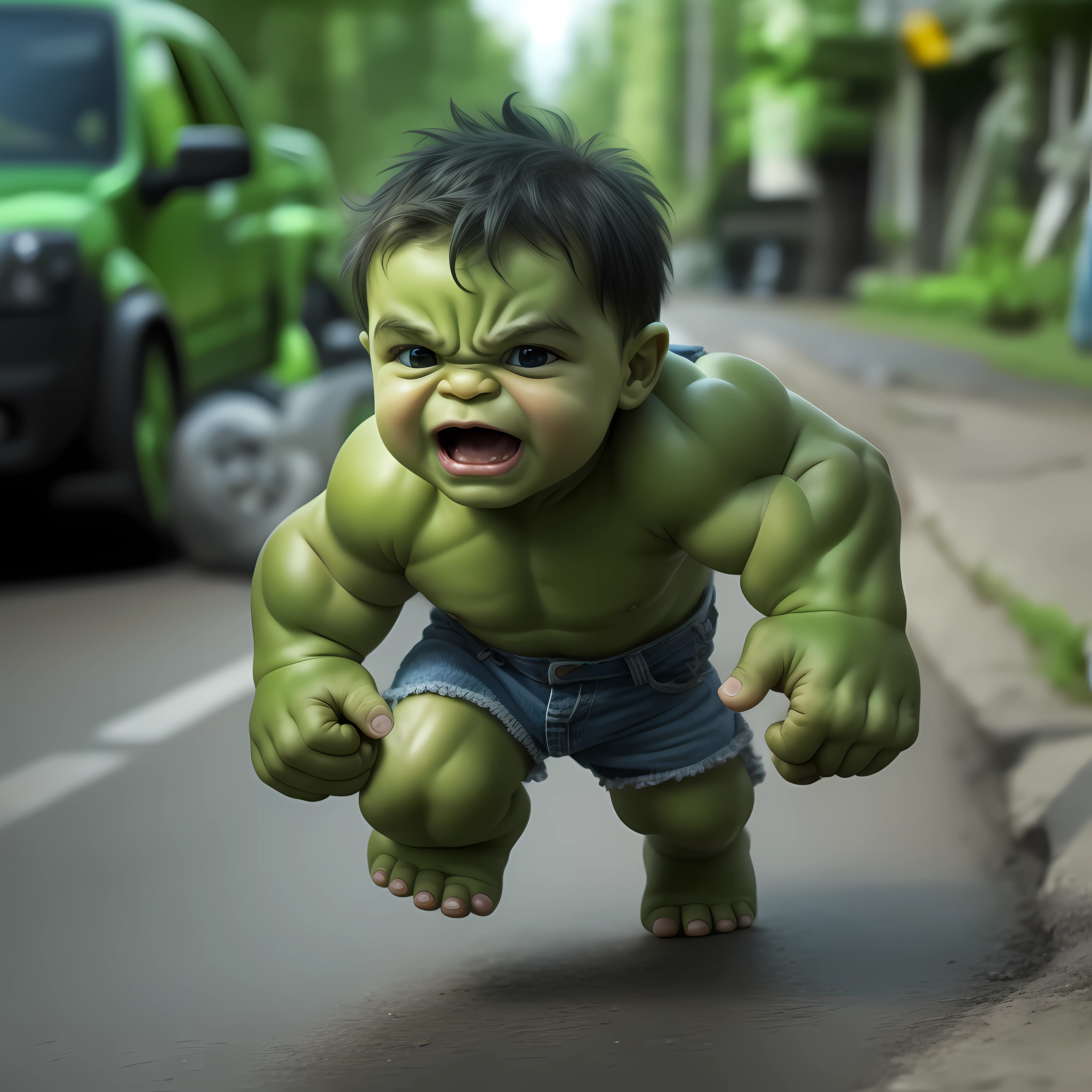 hulk run on road