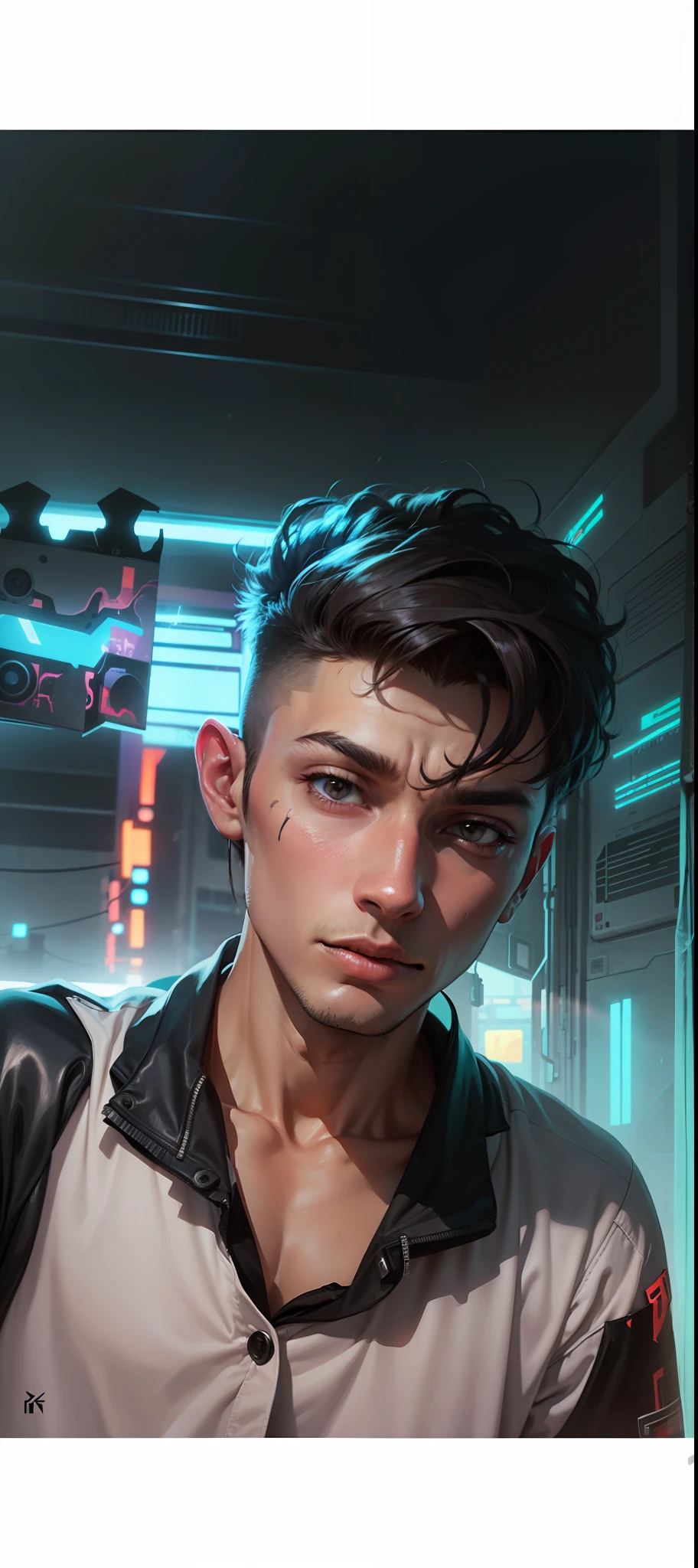 Cyberpunk background,boy