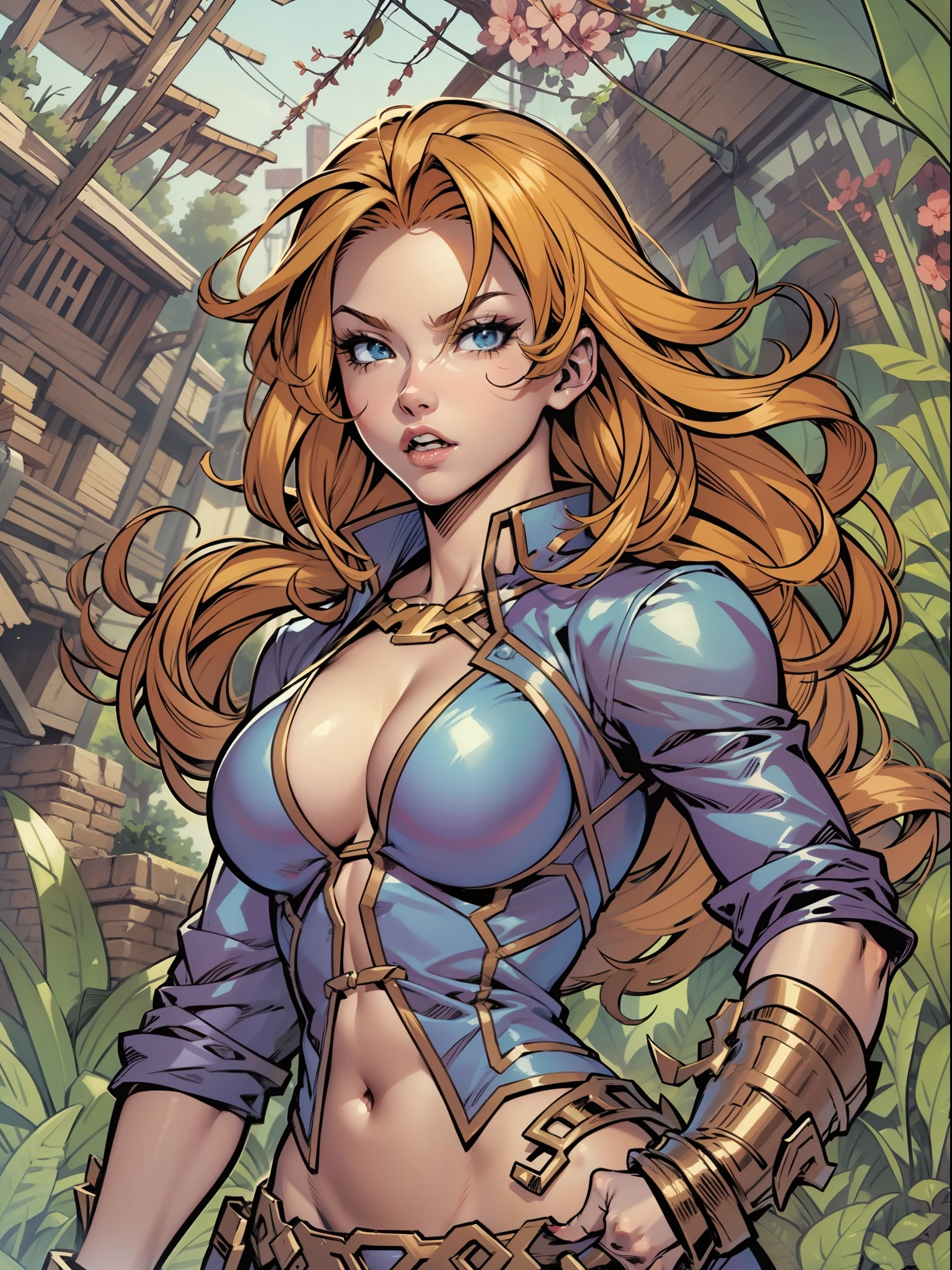 mulher estilo anime linda, Illustration in the comic style drawn by Joe Madureira, imagem ultra detalhada, cores deslumbrantes e rico em detalhes