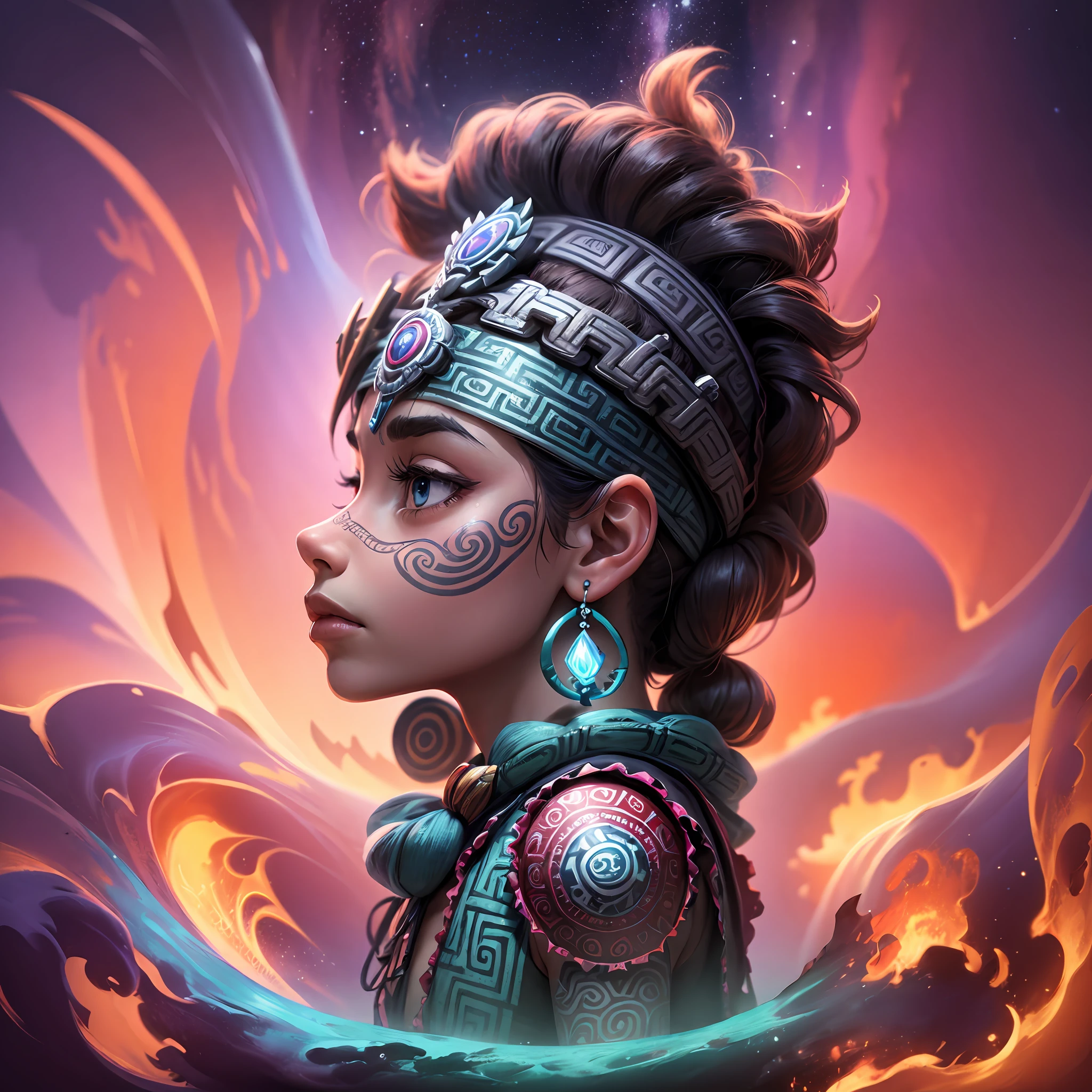 Mayan aztec totem, side view, disney pixar style, rotated, stylized, right side --auto --s2