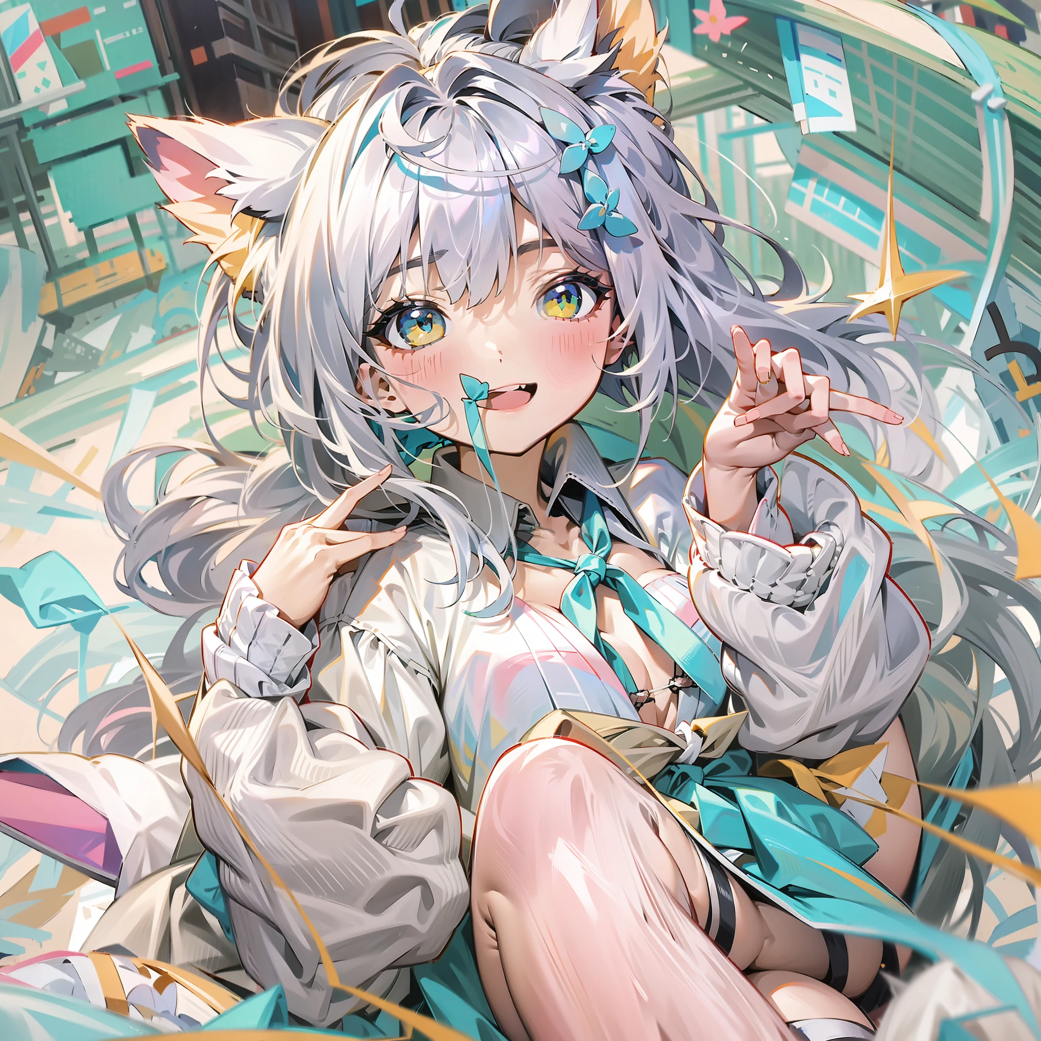pettiskirt,{best quality}, {{masterpiece}}, {highres}, original, extremely detailed wallpaper, 1girl, {an extremely delicate and beautiful} artbook original incredibly_absurdres female slit_pupils aqua_eyes ponytail silver_hair yellow_eyes long_hair cat_ears curvy cleavage collar side-tie_bikini flat_chest tail white_thighhighssmile,,