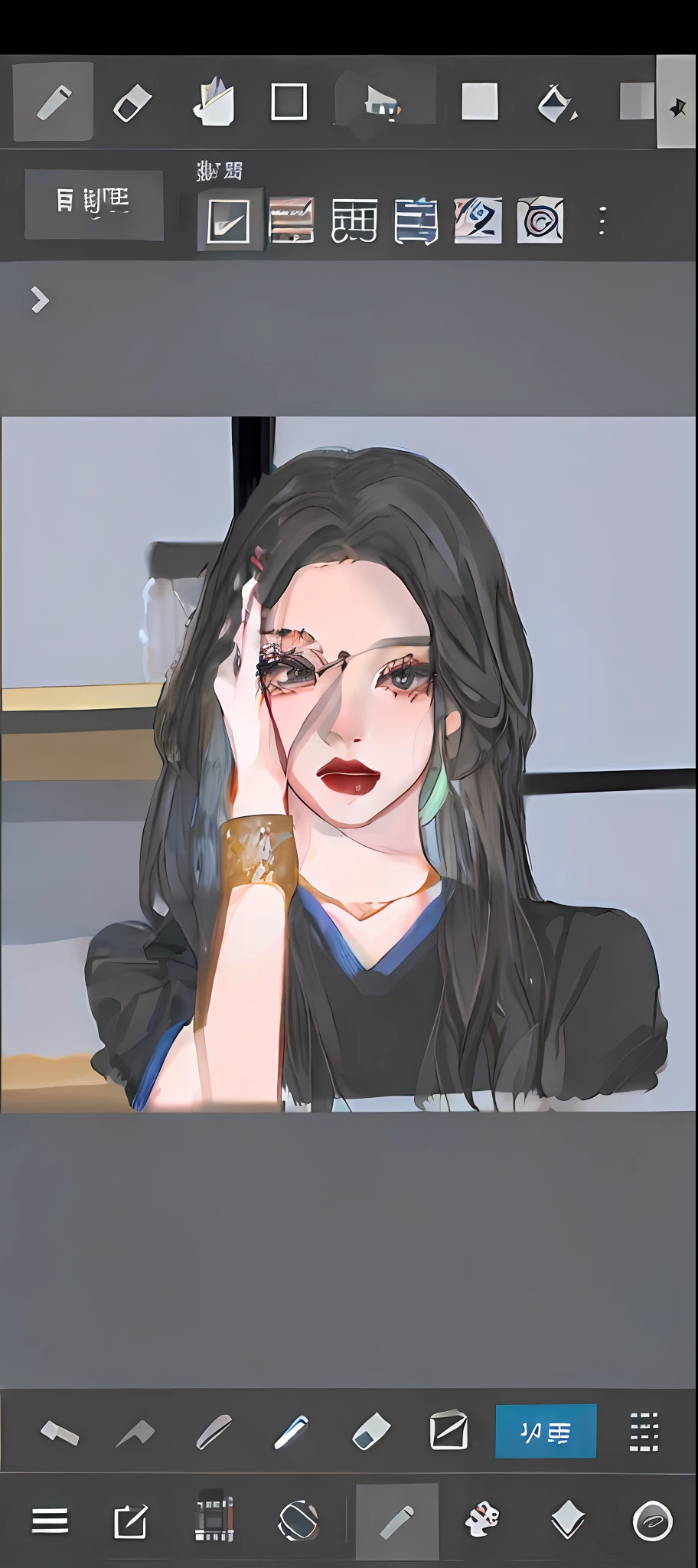 Cartoon close-up of a dark-haired woman, portrait jisoo blackpink, in the art style of bowater, inspired by Sim Sa-jeong, realistic art style, jisoo from blackpink, inspired by Tang Sin Yun Sandara, urban girl fanart, drawn with photoshop, portrait of jossi of blackpink, trending on artstration, Digital anime illustration
