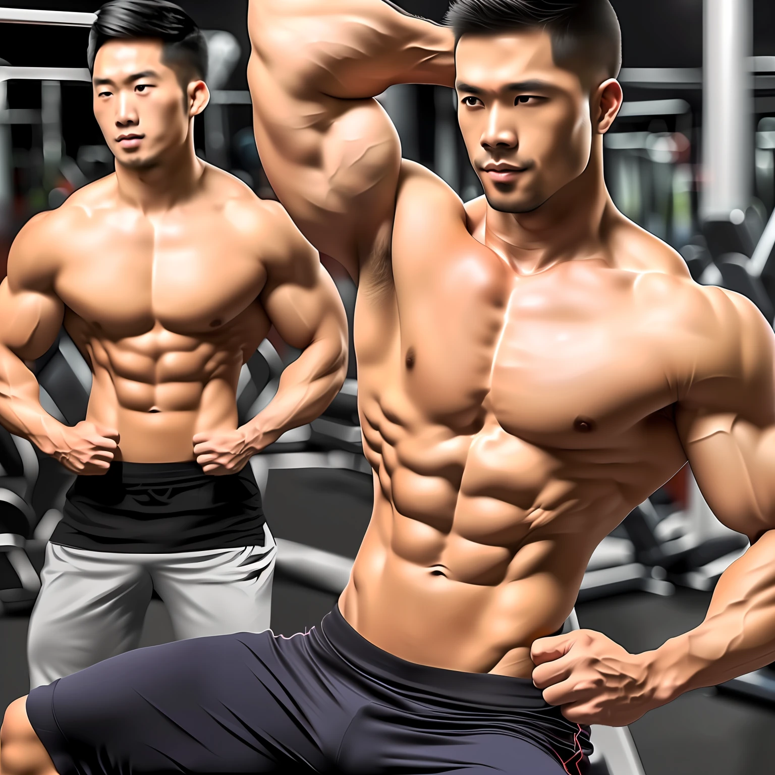 Men  abdominal muscles exercise Asian --auto