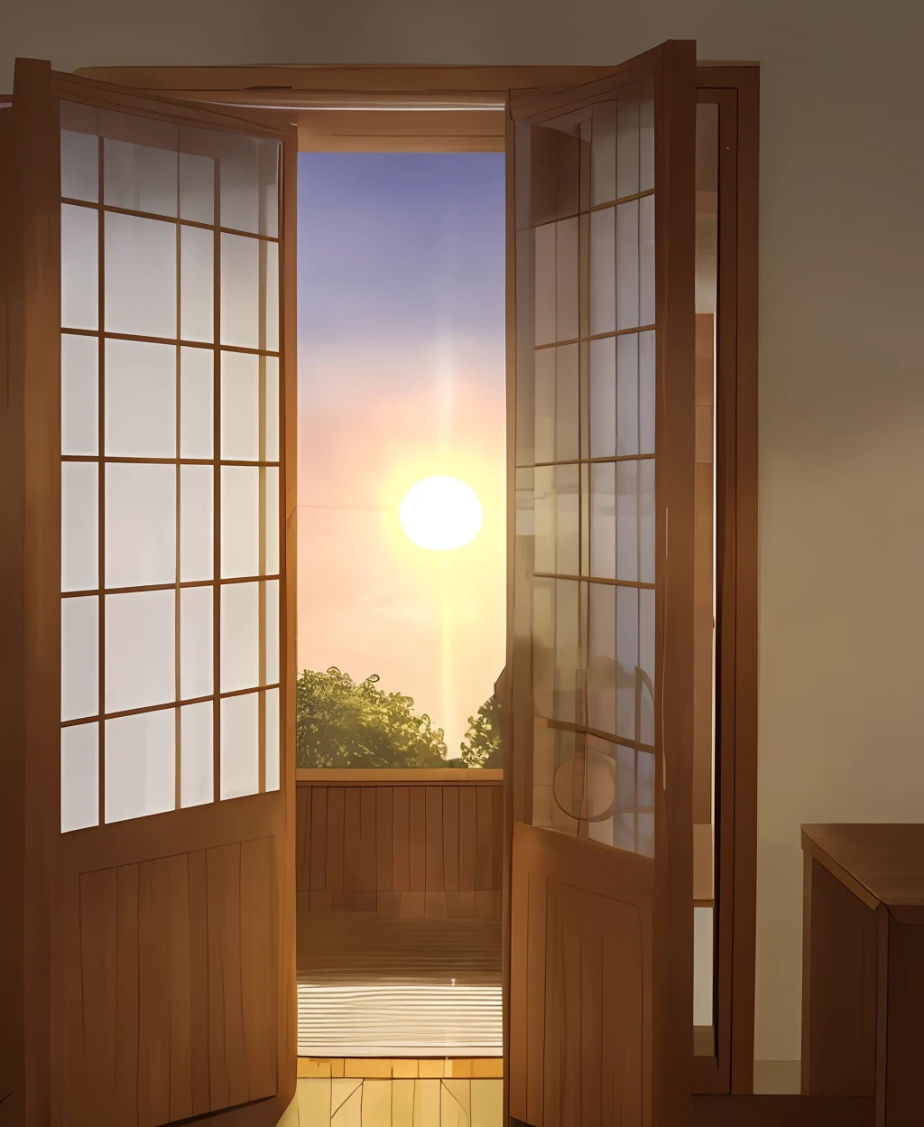 Give in the morning,sun rising,The sun shines at the door,On the windows