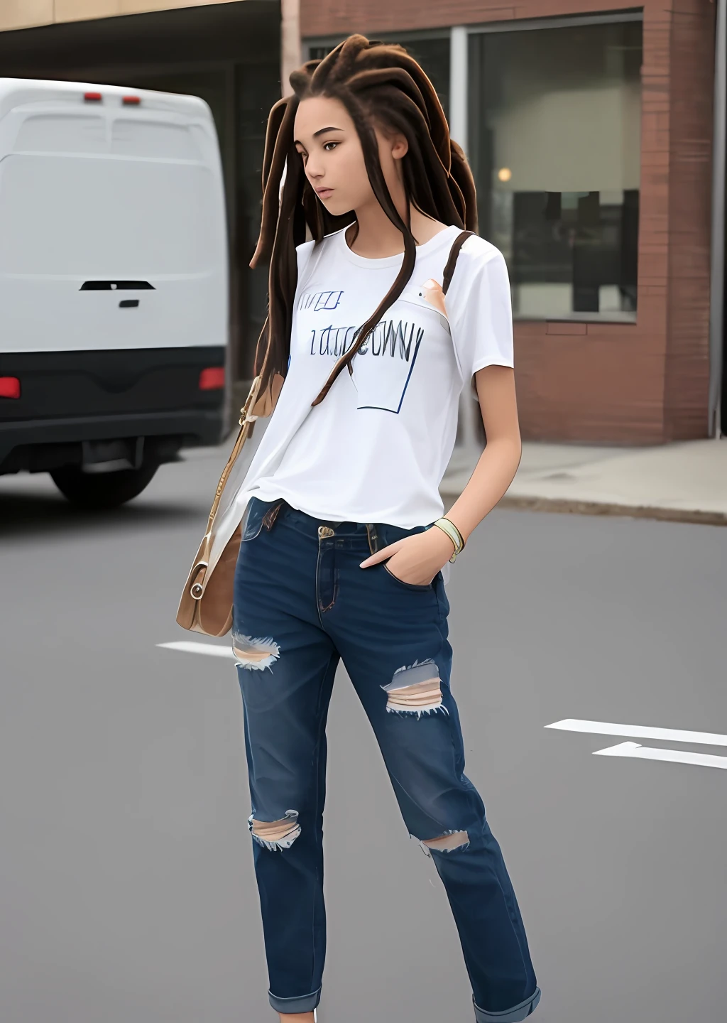 teens girl,dreads, torn laundry, Torn pants, torn shirt, Torn skirt