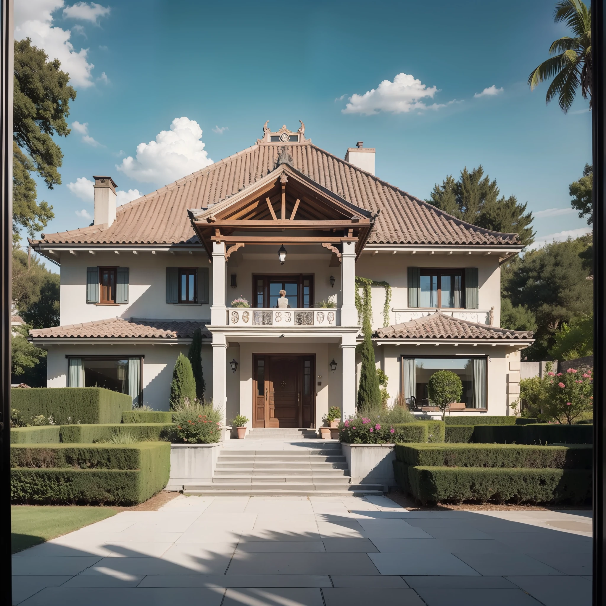 Two-storey residence - Classical Architecture

Exterior:
The façade of the house is imposing, with a classic and elegant approach. Features include:

Architectural style: Inspired by a combination of classical architecture, such as neoclassical or Renaissance style. Symmetrical lines and ornate elements are prominent.

Portico: A graceful portico at the main entrance, com colunas majestosas e uma varanda no segundo andar, oferecendo um ponto focal atraente.

Revestimento: The façade is clad in stone, stucco or a combination of both, proporcionando um visual sofisticado.

Janelas: Grandes janelas de guilhotina ou janelas arqueadas com detalhes em molduras ornamentadas, permitindo a entrada de luz natural.

Telhado: A sloping roof with ceramic or slate tiles, adding to the classic charm of the house.