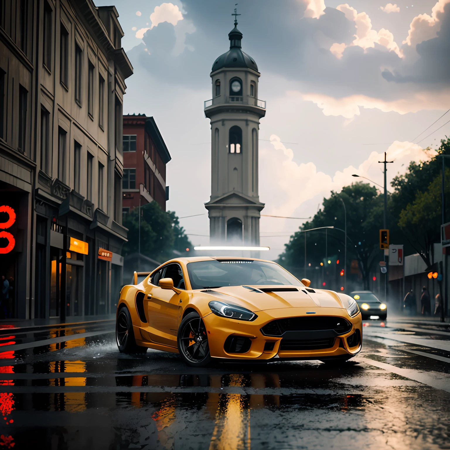 Need For Speed, Hot Rod Ford 32, rushing down the wet street, fast, spreading water on the street,  hyper realistic, motion blur, blurry background, highly detailed, divine proportion, (((framed))), perfect composition, Perfect lighting, octane render, 8k, artistic photography, trending on artstation, sharp focus, studio photo, intricate details, highly detailed, by greg rutkowski --auto