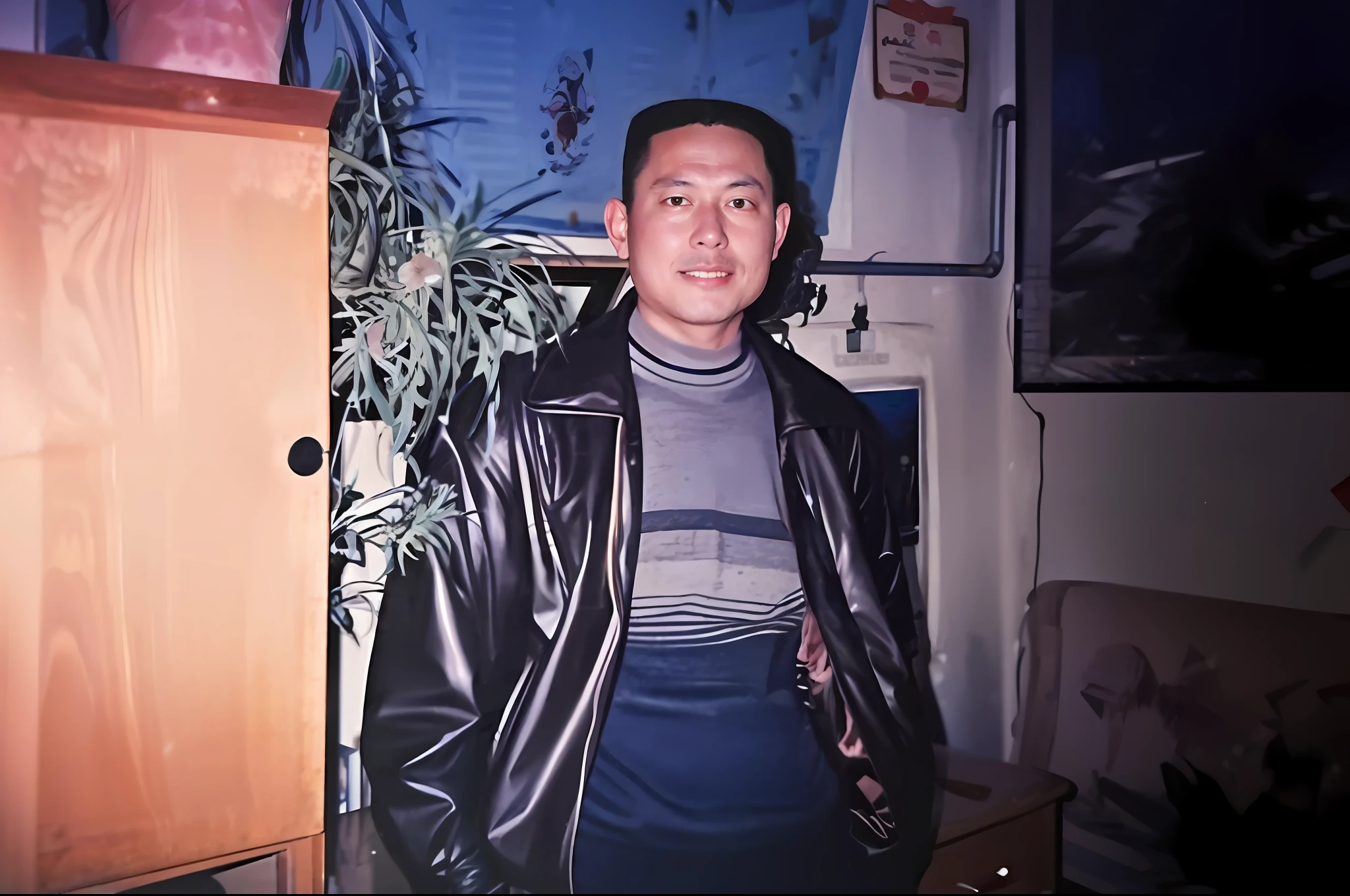 There was a man standing in a room,There is a plant in the corner。, inspired by Li Tiefu, taken in the early 1990s, taken in the late 1980s, around 1 , qi sheng luo, zeng fanzh, phong yintion j - jiang geping, lin hsiang