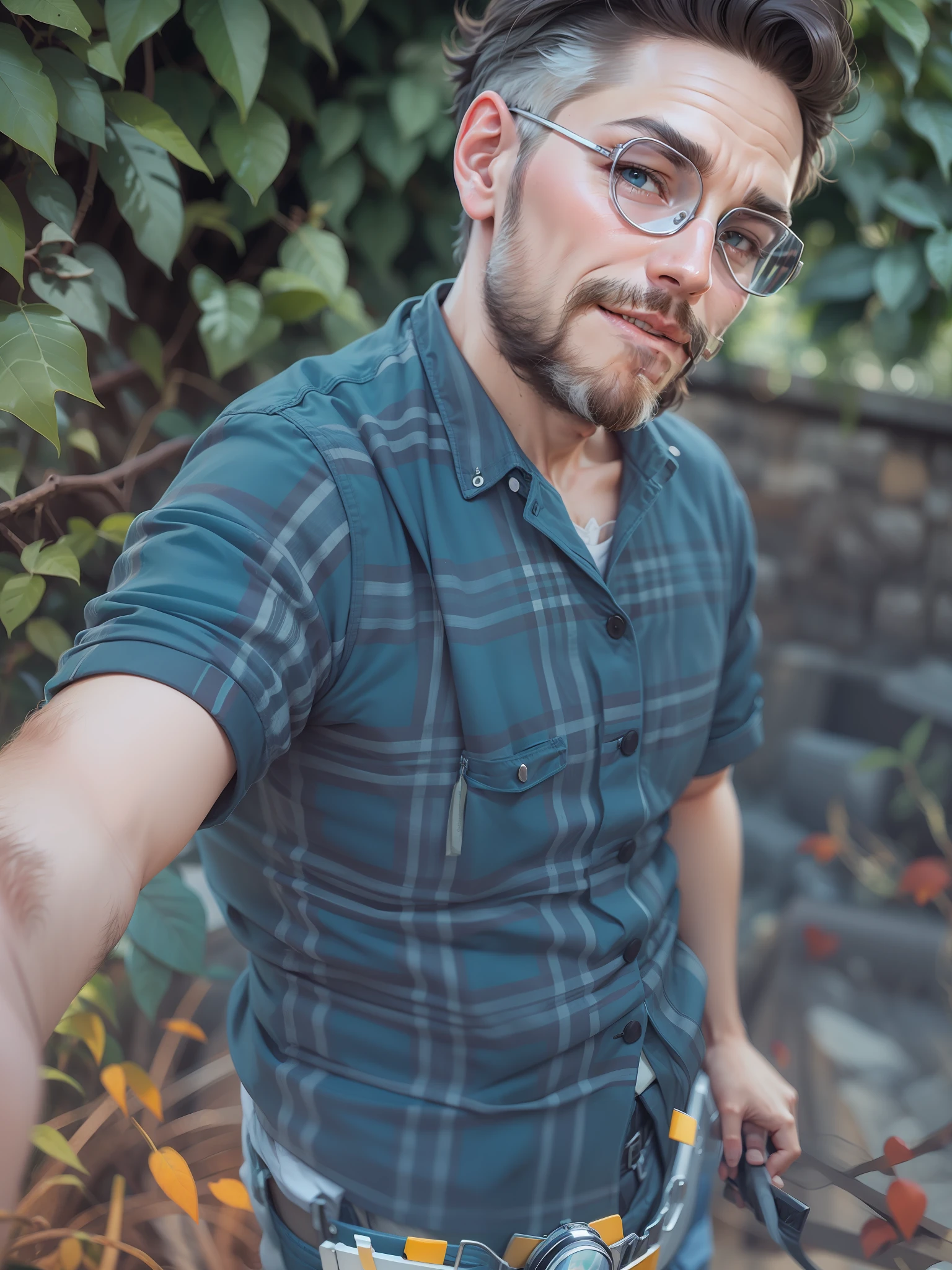 Um homem de 30 anos, cabelos e olhos pretos, wearing goggles.