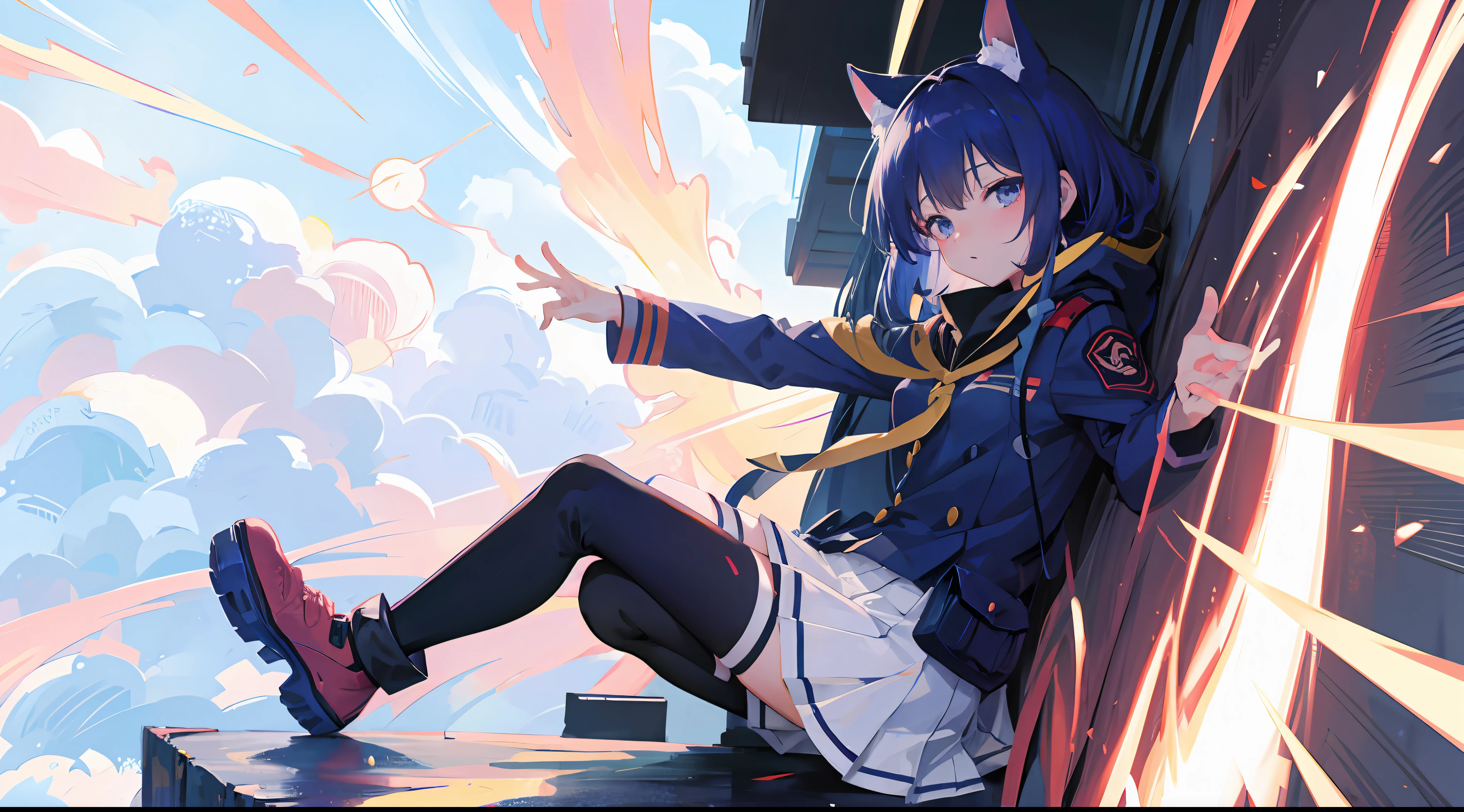 Anime girl in a military uniform Sarah suit, anime style 4 k, Anime art wallpaper 8k, 4k anime wallpaper, anime art wallpaper 4k, anime art wallpaper 4k, anime wallpaper 4k, anime wallpaper 4 k, best anime 4k konachan wallpaper, Anime girl with cat ears, Anime style. in 8K、(A girl carrying the sniper life)