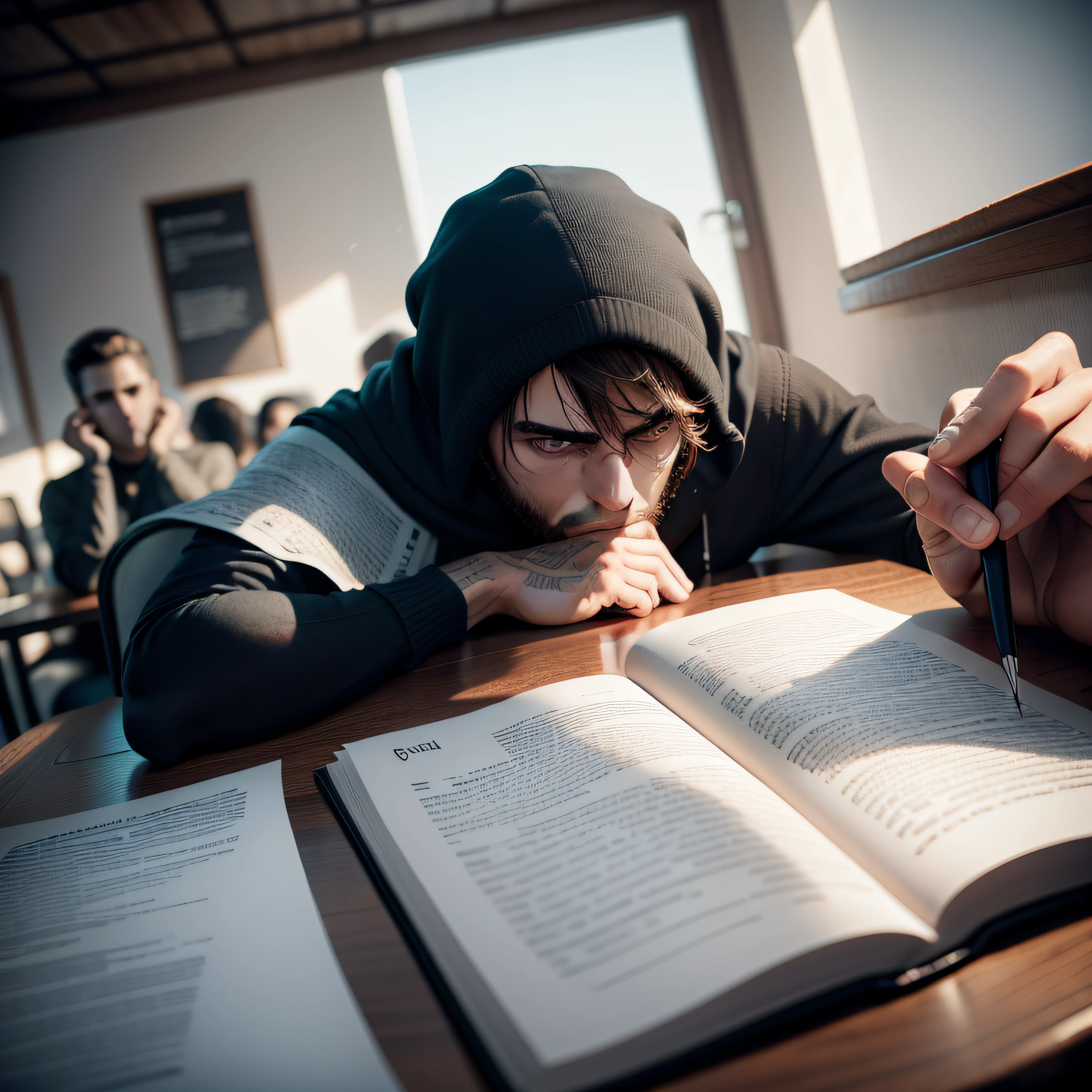 homem com os olhos arregalados viciado em estudar --auto